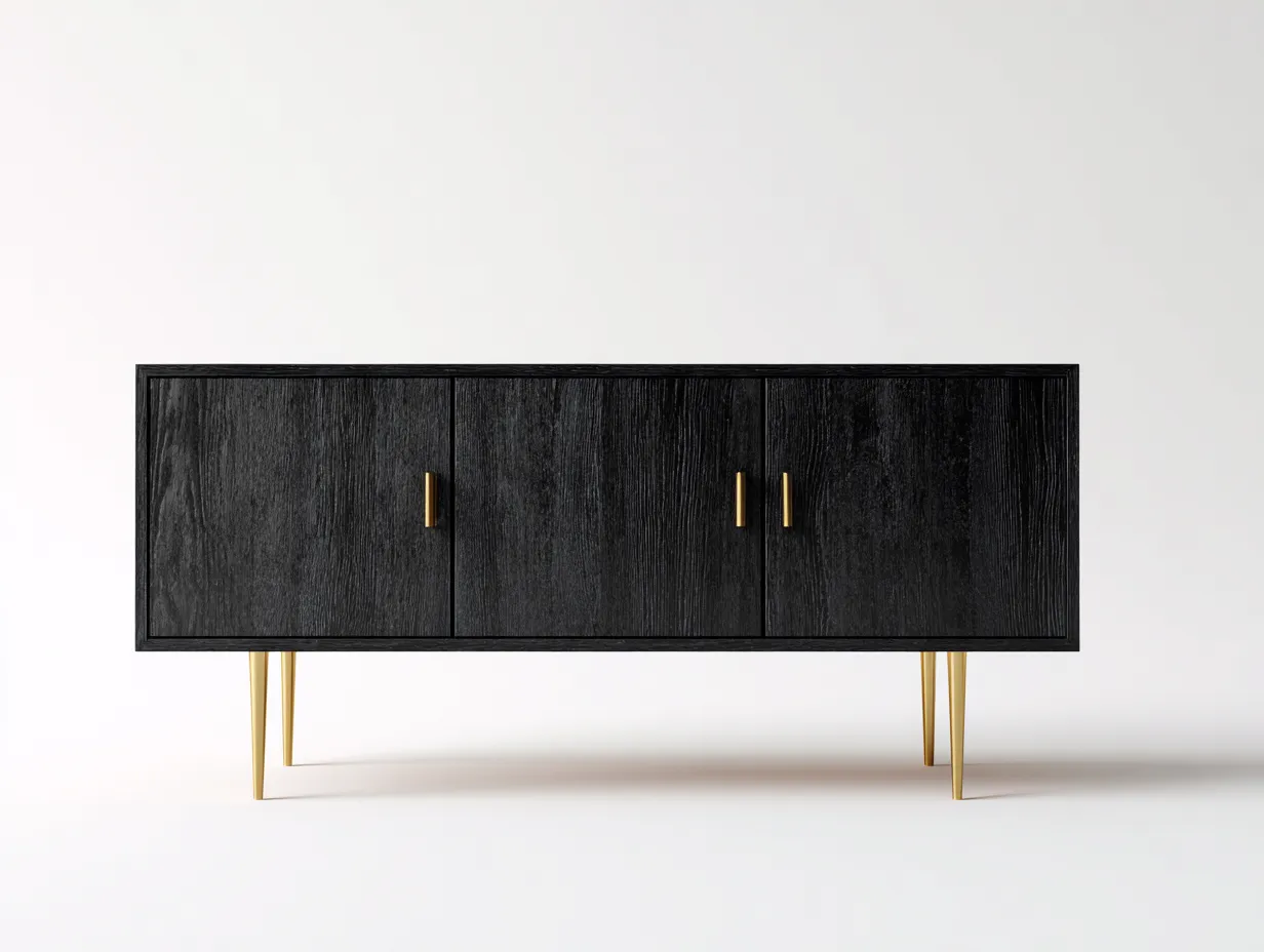 Dielenschränke-Holz-Metall-172 x 41 x 67 cm-Schwarz-Gold-Modernes Design-Dolenlystudio
