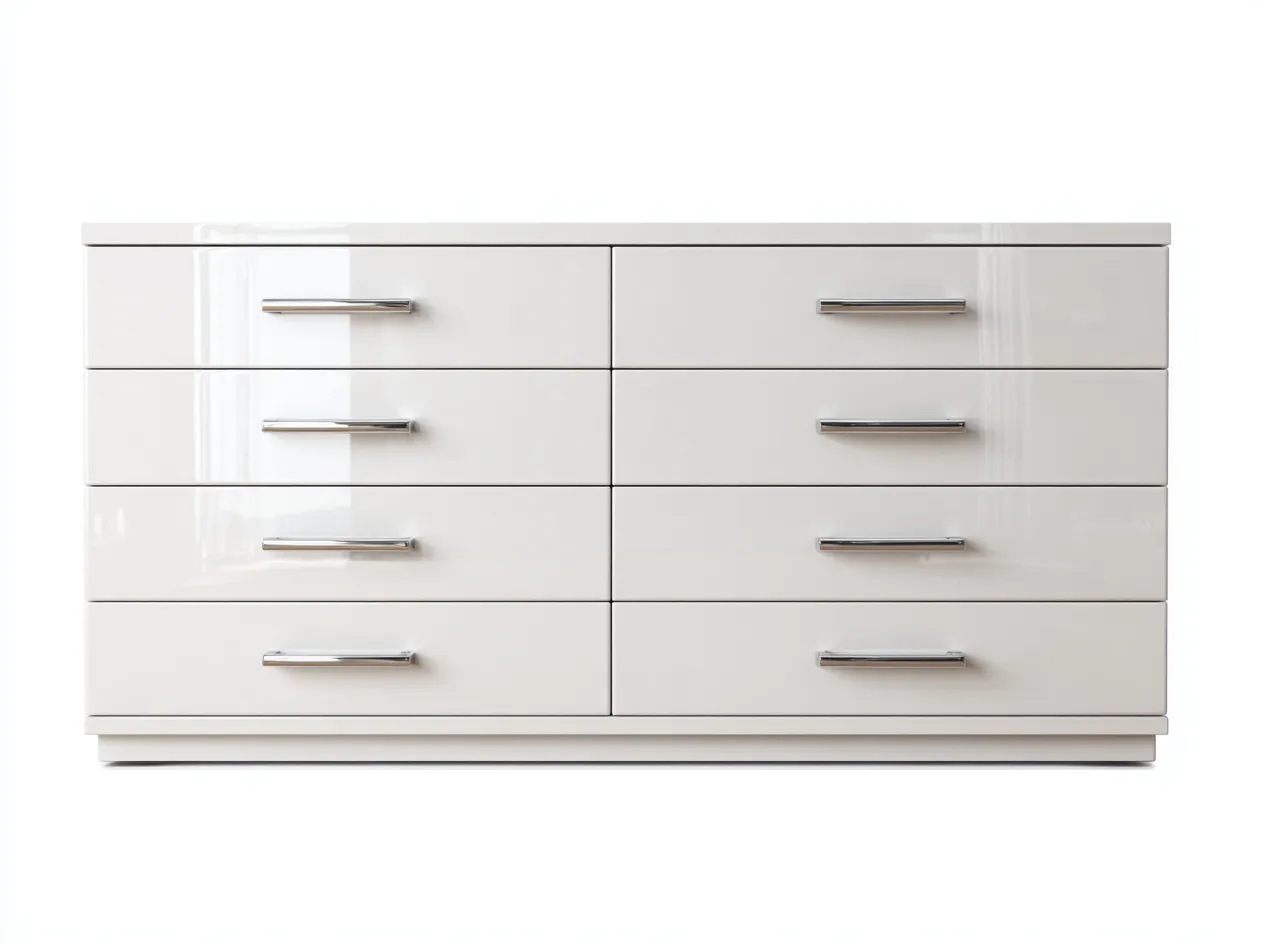 Kommode mit Schubladen-Holz-MDF-142x53x79 cm-Weiß-Hochglanz Eleganter Stil-Dolenlystudio