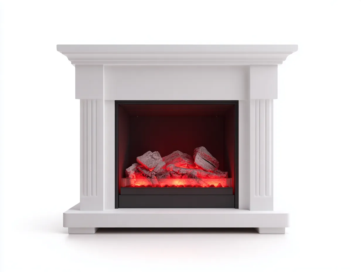 Kamin-Holz-Kunststoff-142x36x104 cm-Weiß-Moderner Klassikstil-Dolenlystudio