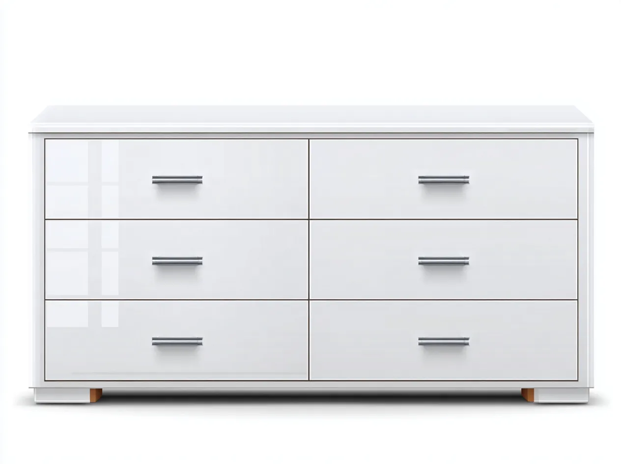 Kommode mit Schubladen-Holz-MDF-138x52x76 cm-Weiß-Hochglanz Zeitloses Design-Dolenlystudio