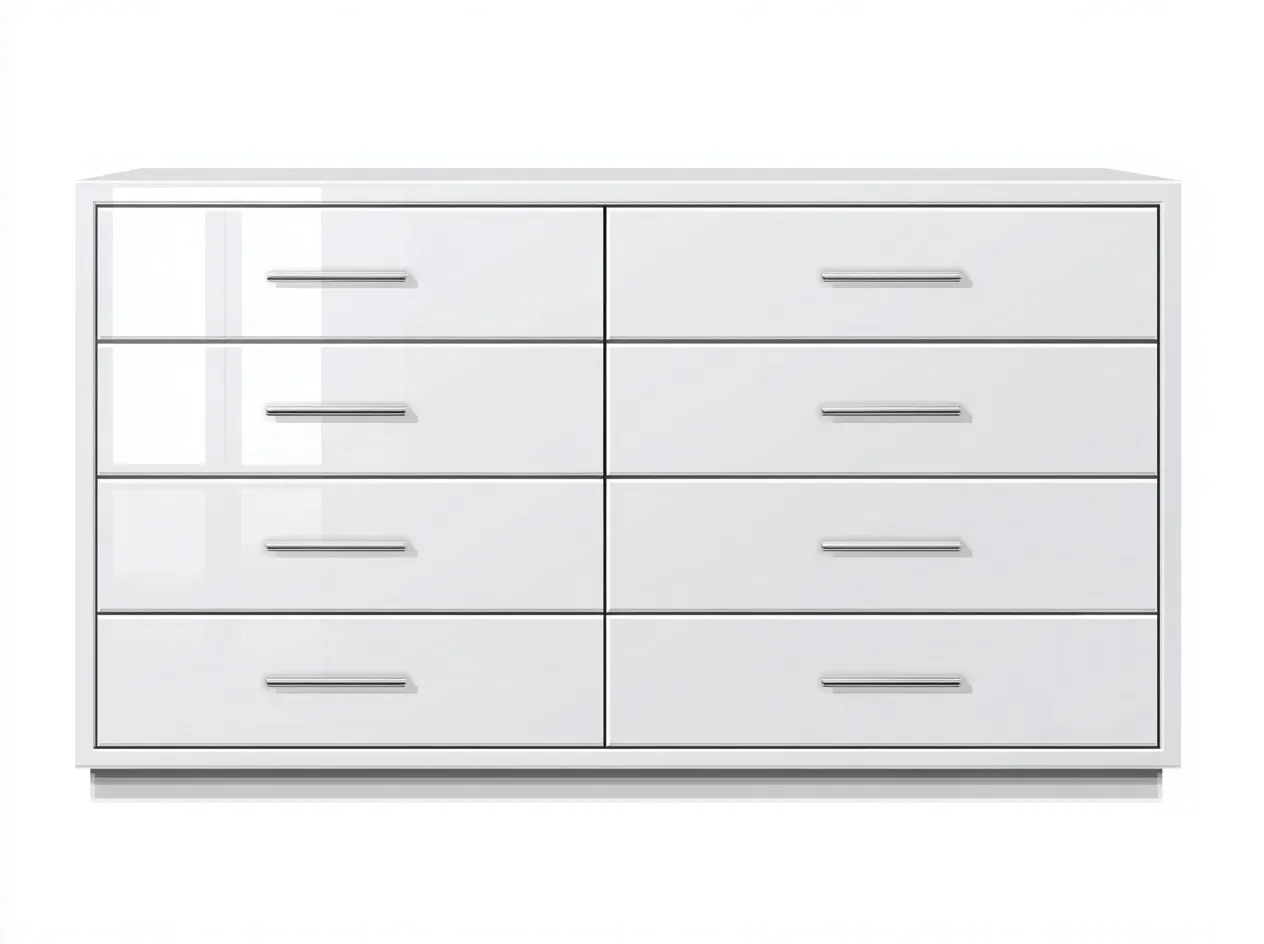 Kommode mit Schubladen-Holz-MDF-132x48x82 cm-Weiß-Hochglanz Moderner Stil-Dolenlystudio
