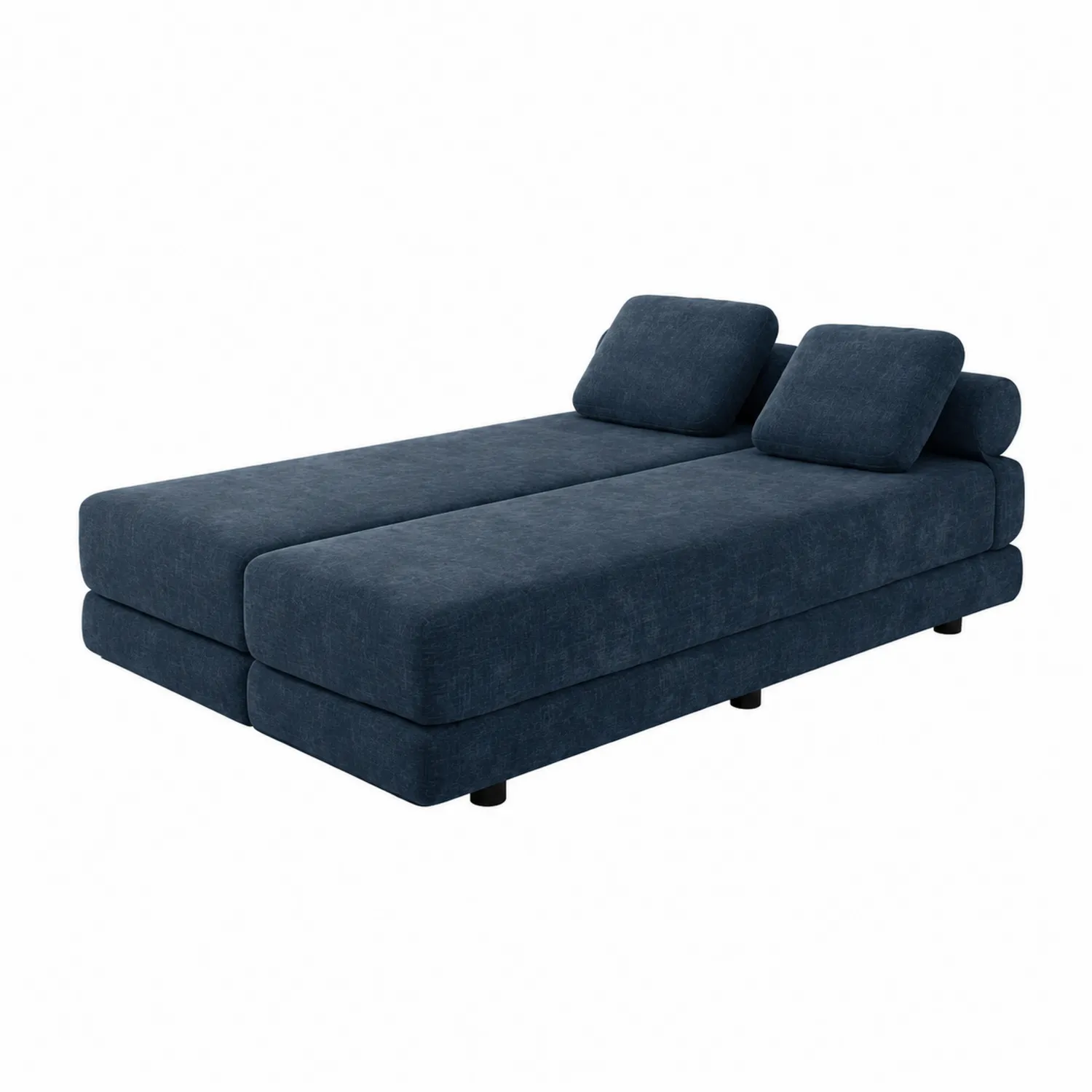 Sofá cama de tela azul con espuma 200x140 cm-Cleavillaaeu