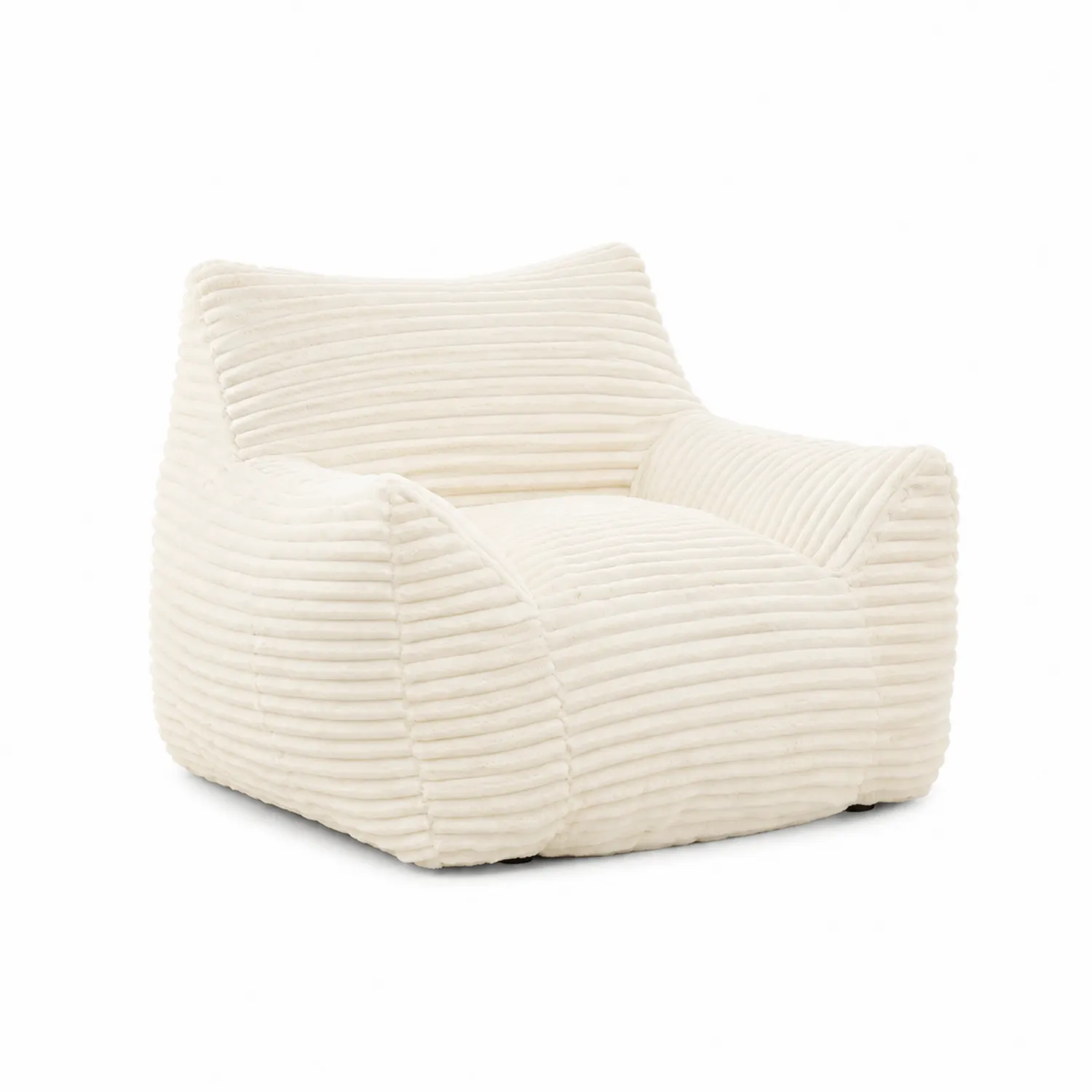 Sillón tipo bean bag de pana crema con relleno de espuma-Cleavillaaeu