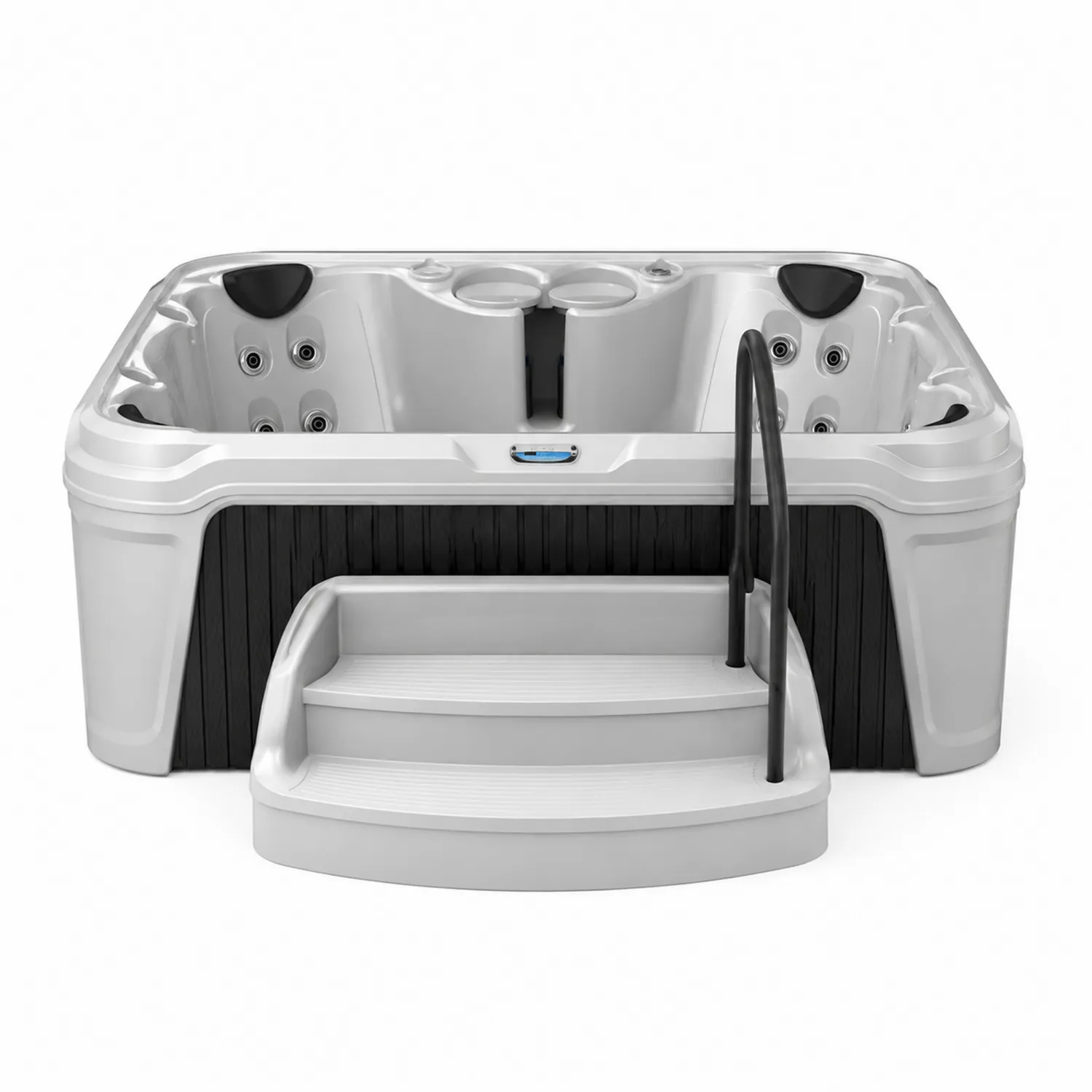 Jacuzzi acrílico blanco y negro para 4 personas con escaleras-Cleavillaaeu