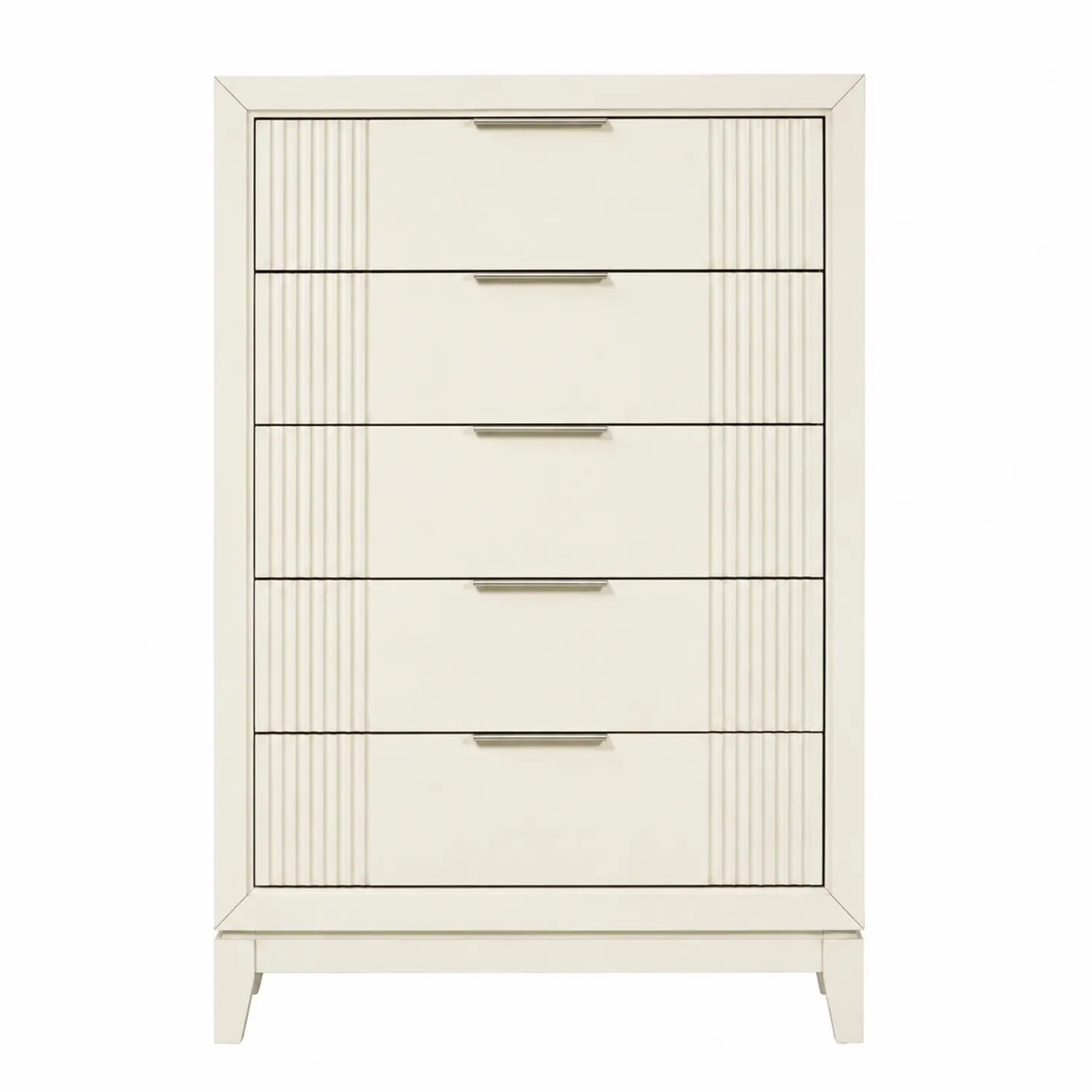 Cómoda de Madera de Pino con 5 Cajones Blancos-Cleavillaaeu