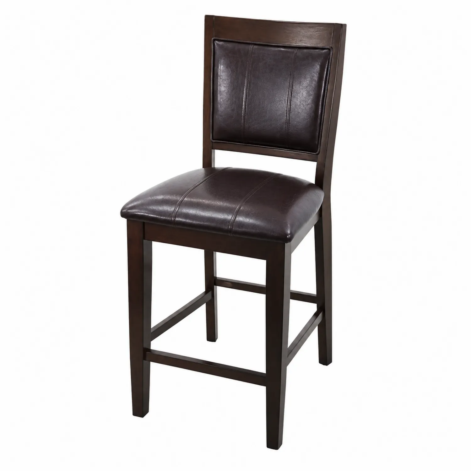 Taburete de madera y cuero sintético marrón 102 cm-Cleavillaaeu