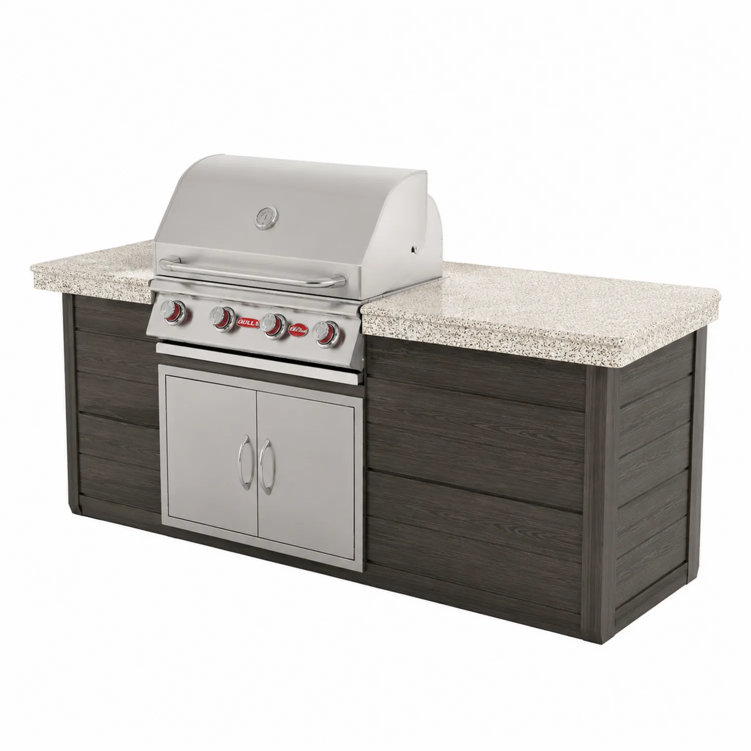 Cocina exterior con parrilla de gas, acero inoxidable y encimera de granito-Cleavillaaeu