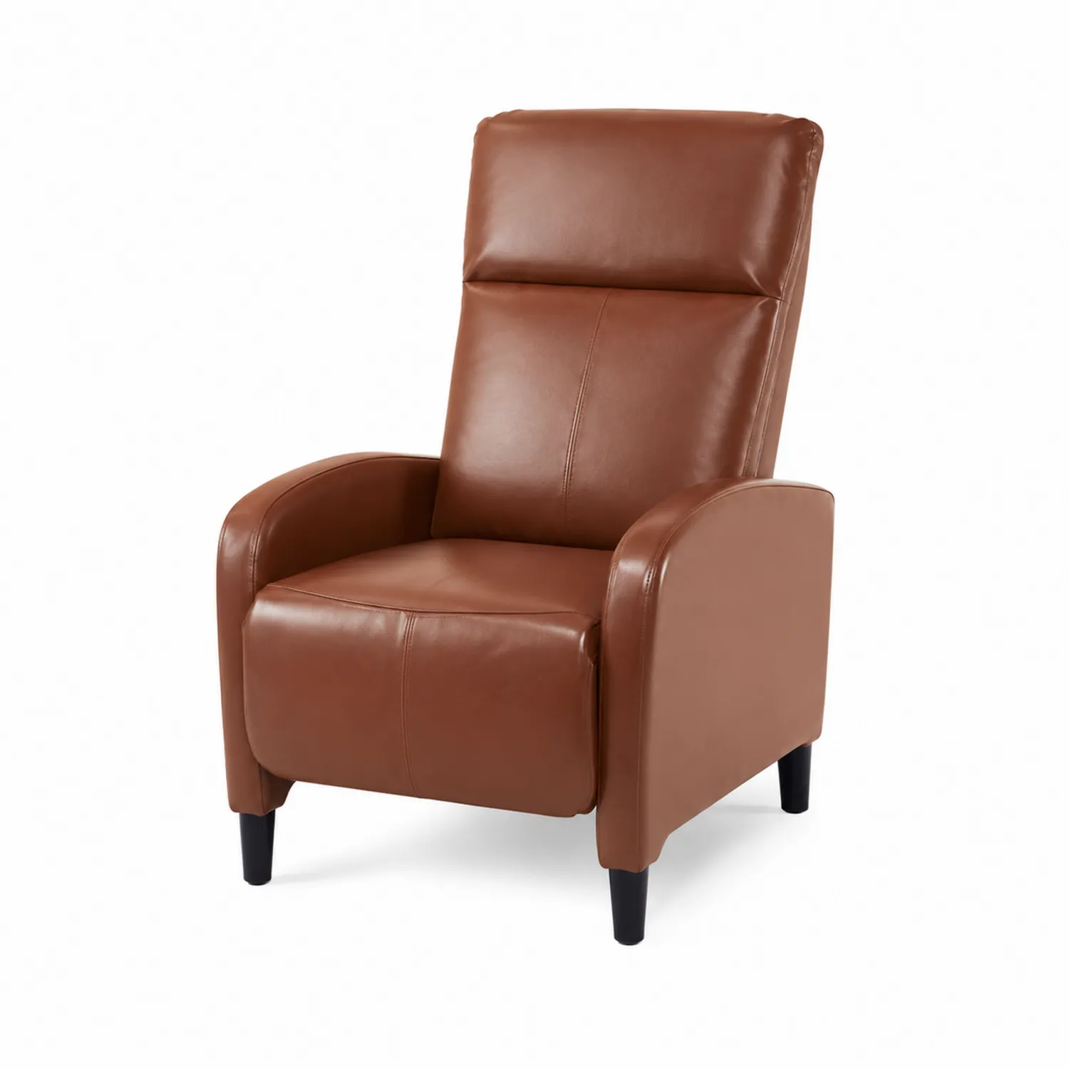Sillón reclinable de cuero sintético marrón-Cleavillaaeu