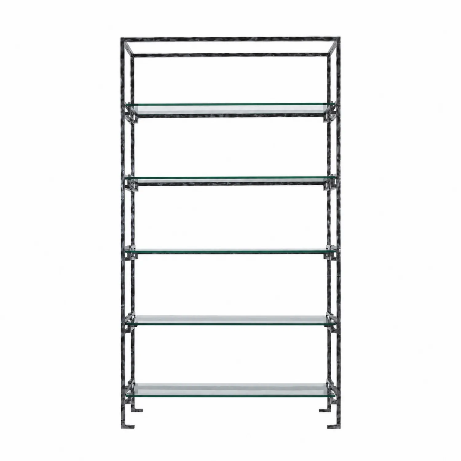Estantería de metal negro con estantes de vidrio templado 170x90x35 cm-Cleavillaaeu