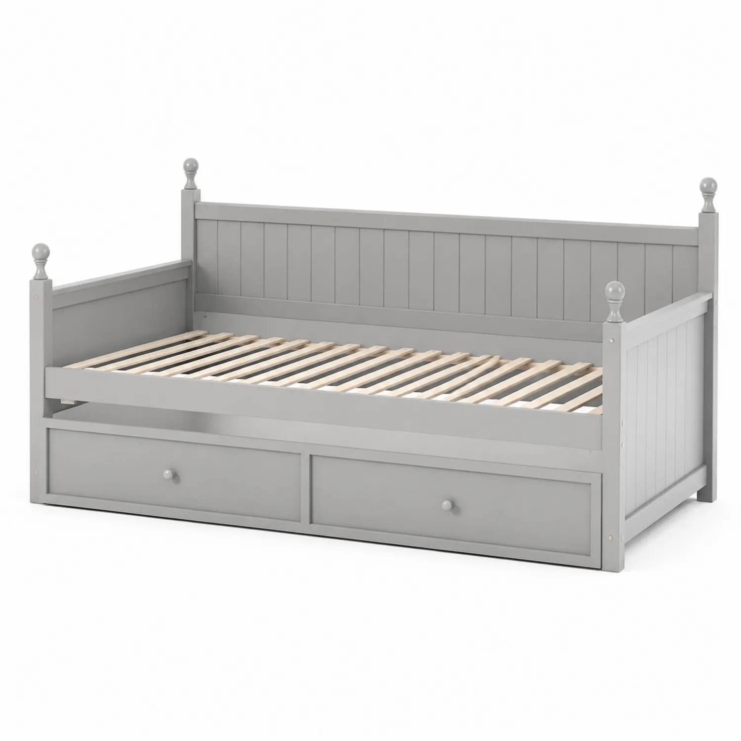 Diván cama de madera con cajones gris-Cleavillaaeu