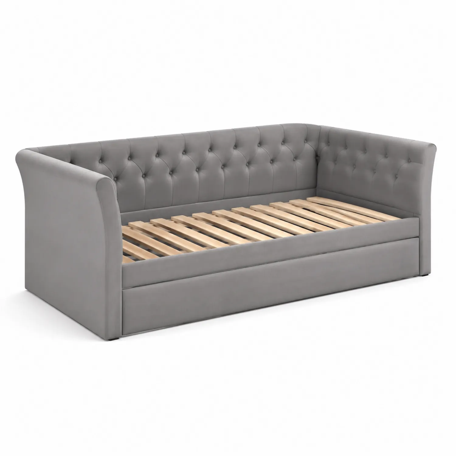 Sofá cama de madera y poliéster gris-Cleavillaaeu