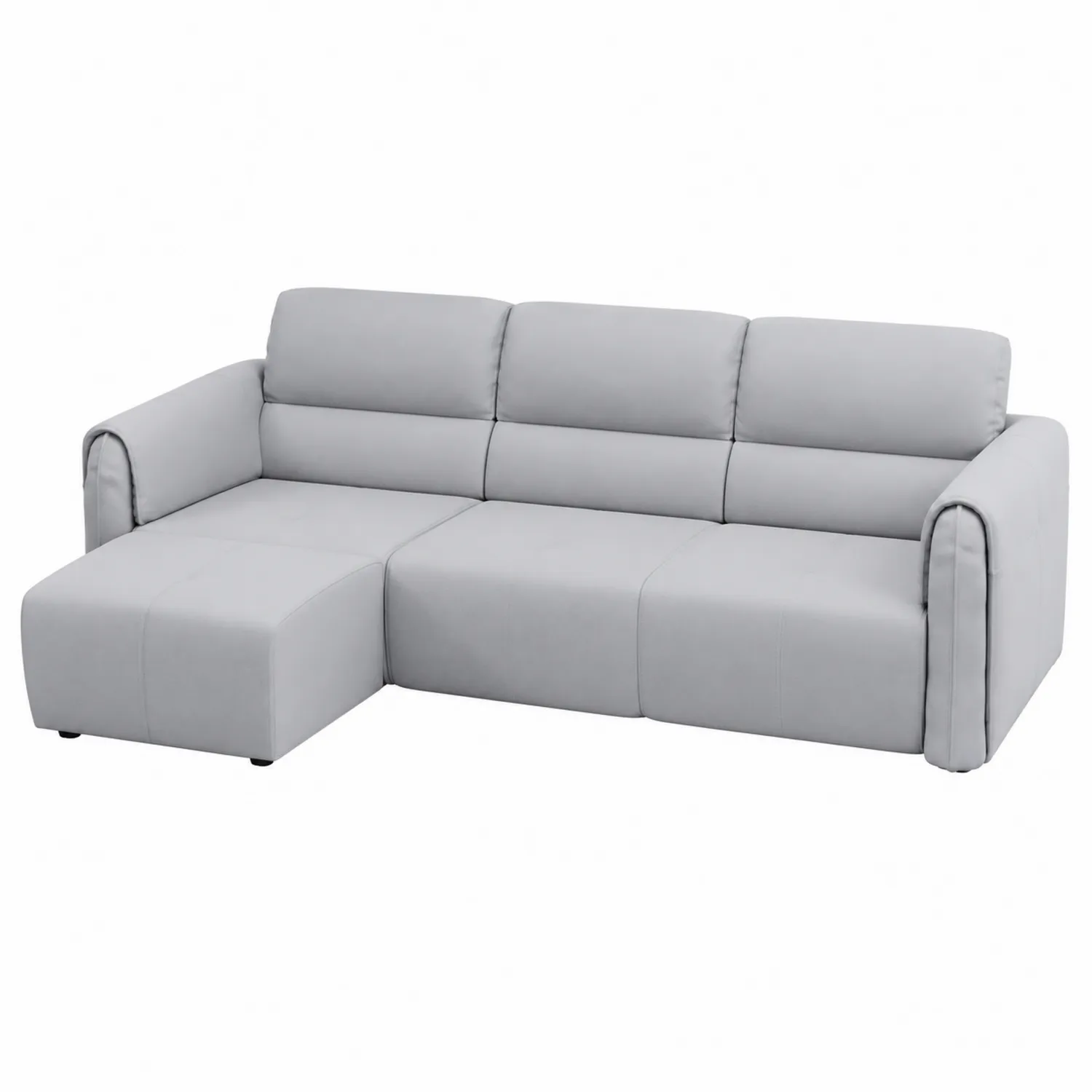 Sofá chaise longue en L de cuero sintético gris claro 280 cm-Cleavillaaeu