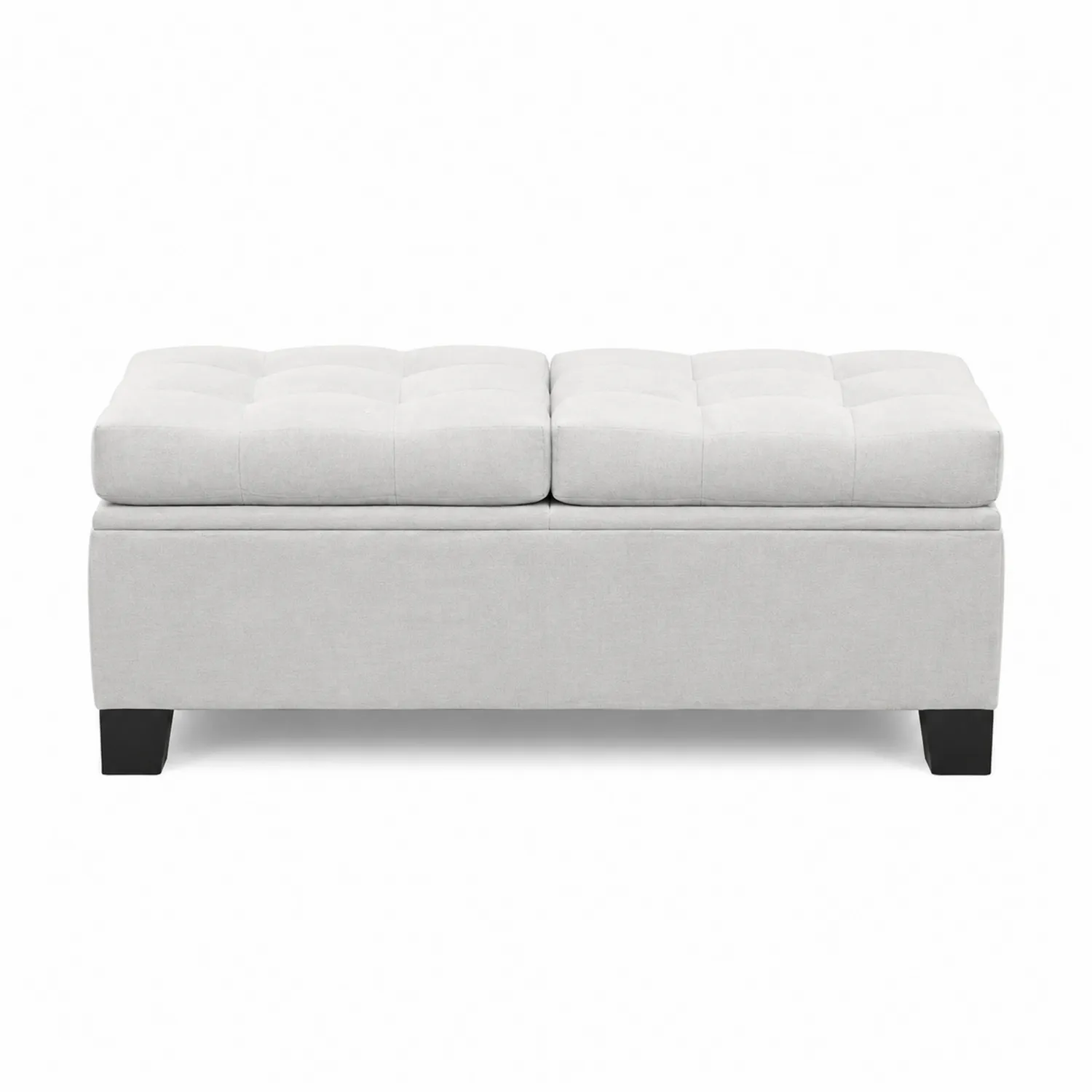 Banco de tela gris claro con patas de madera 120x40x45cm-Cleavillaaeu