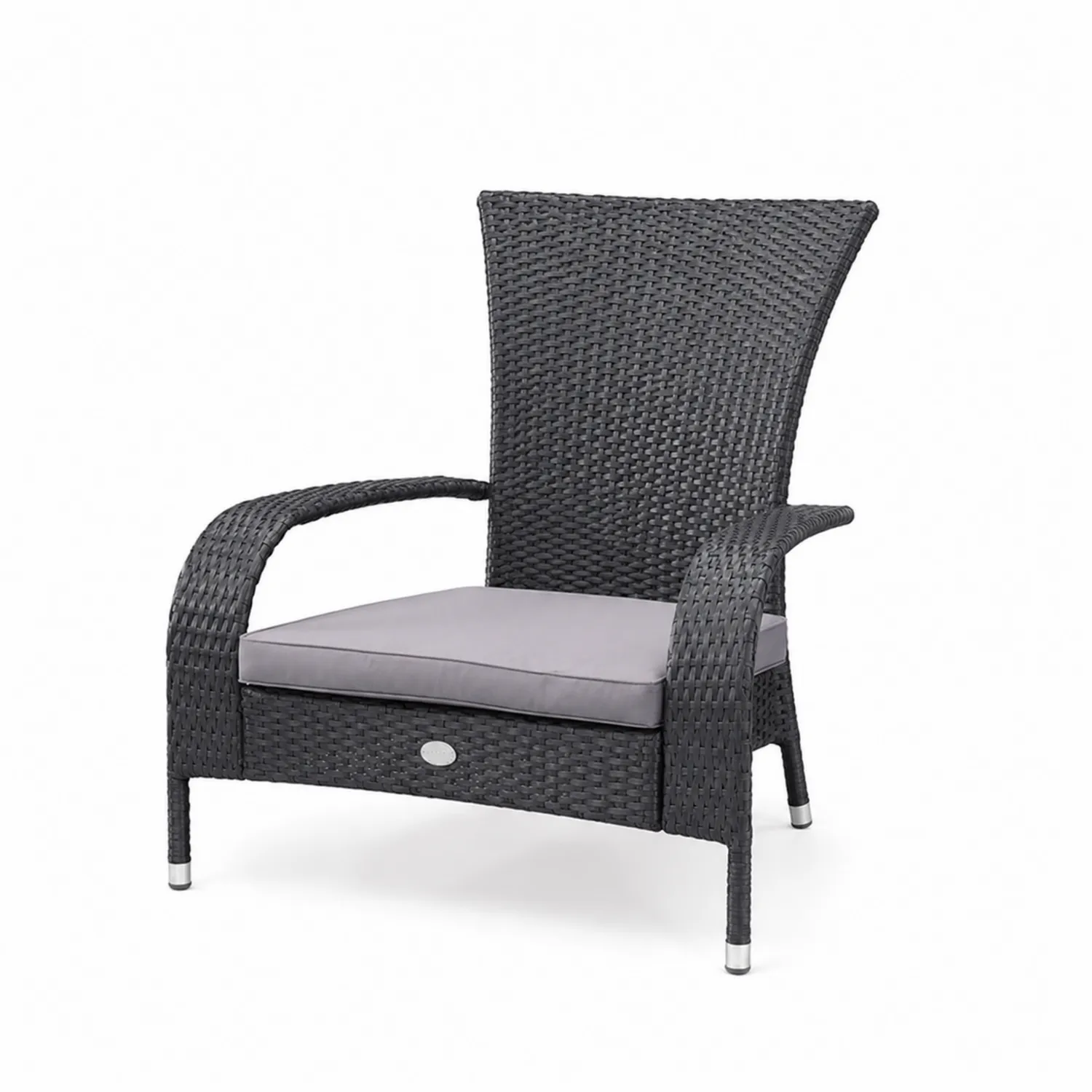 Sillón de Ratán Negro con Cojín Gris-Cleavillaaeu