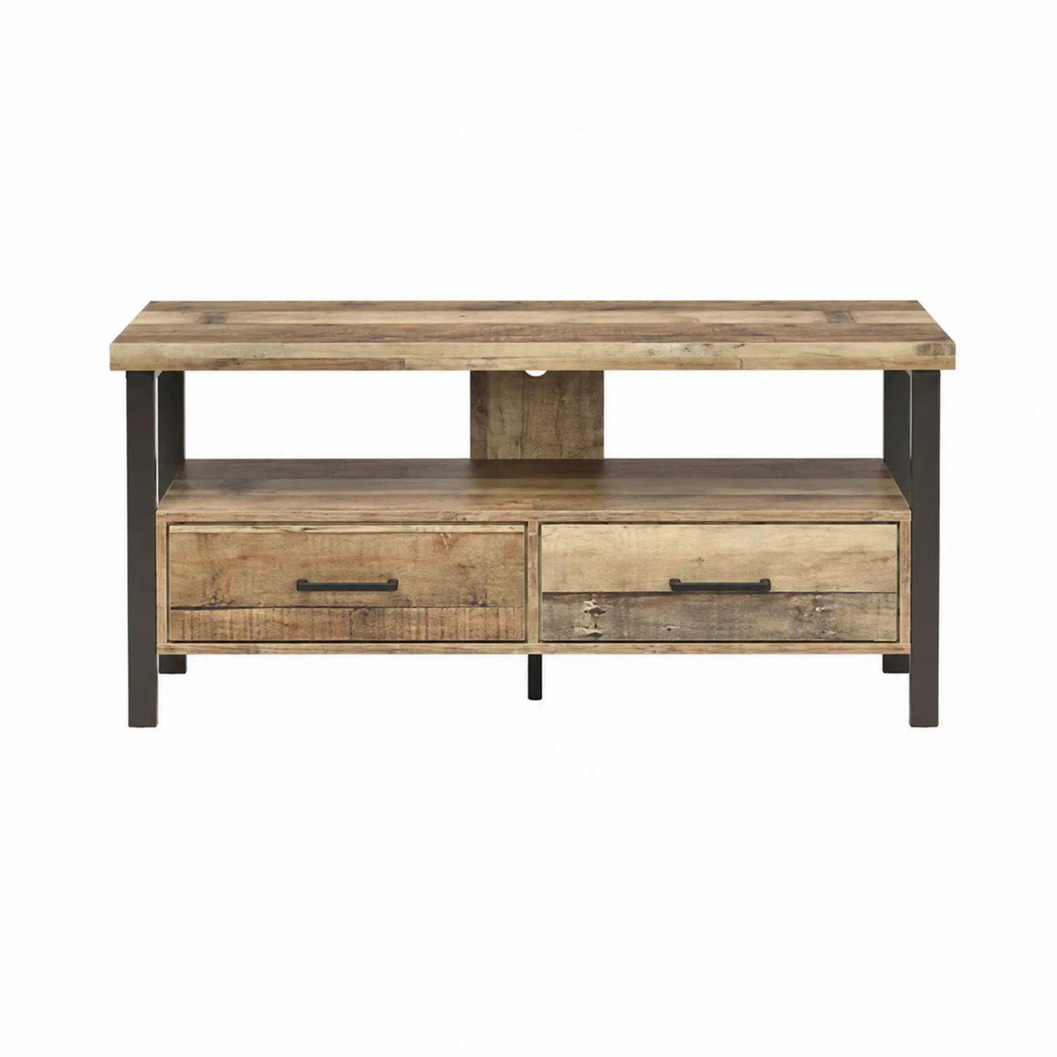 Mueble para TV de madera reciclada y acero 120x40x55 cm-Cleavillaaeu