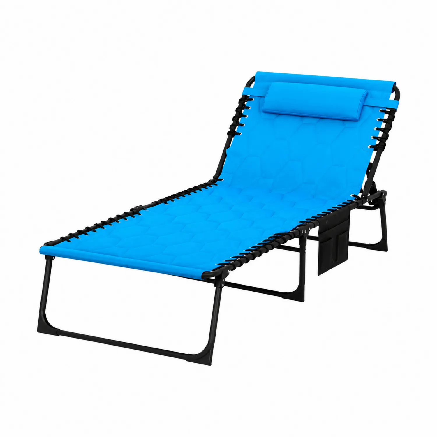 Tumbona de tela ajustable con estructura de acero, Azul-Cleavillaaeu