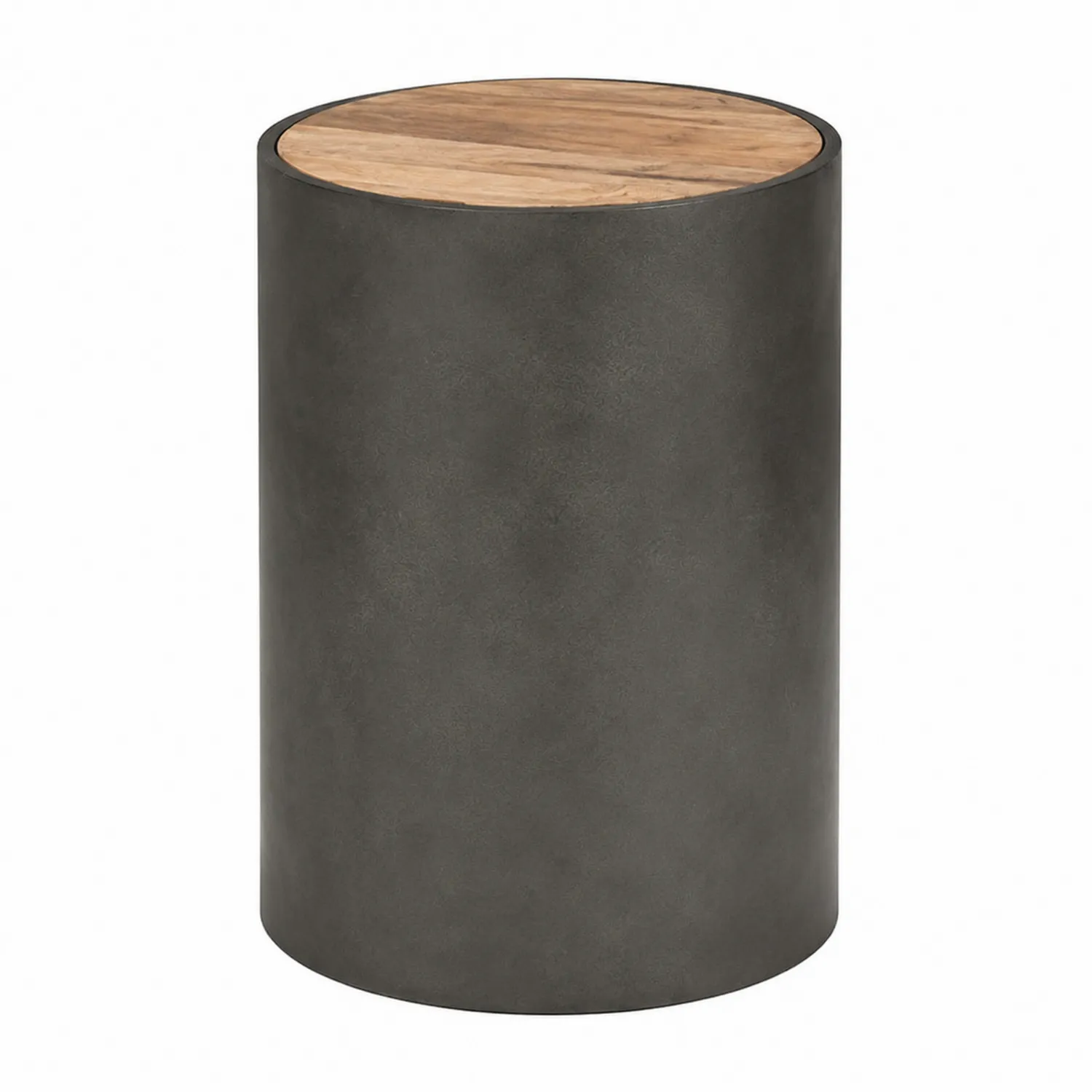 Mesa auxiliar metálica con superficie de madera de acacia-Cleavillaaeu