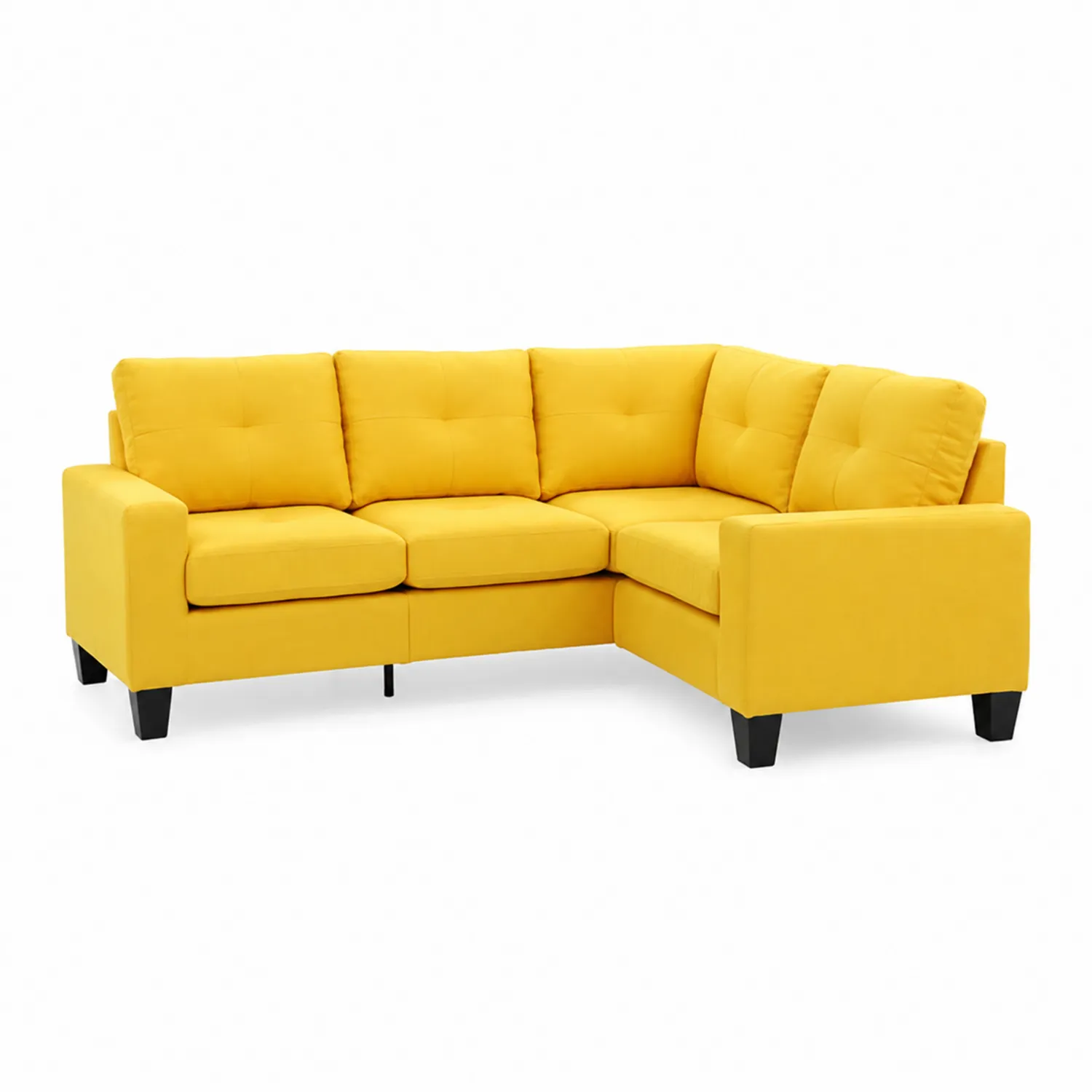 Sofá seccional en forma de L amarillo 3 plazas 200cm de poliéster-Cleavillaaeu