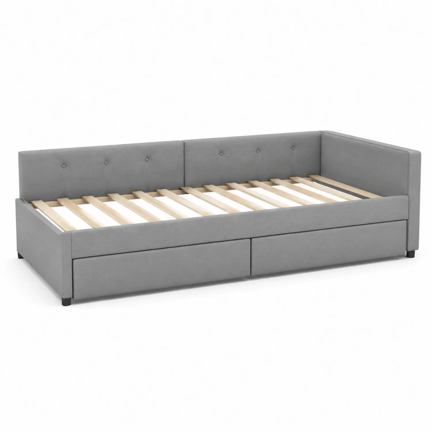Cama Nido de Madera y Tela Gris con Cajones 200x90cm-Cleavillaaeu