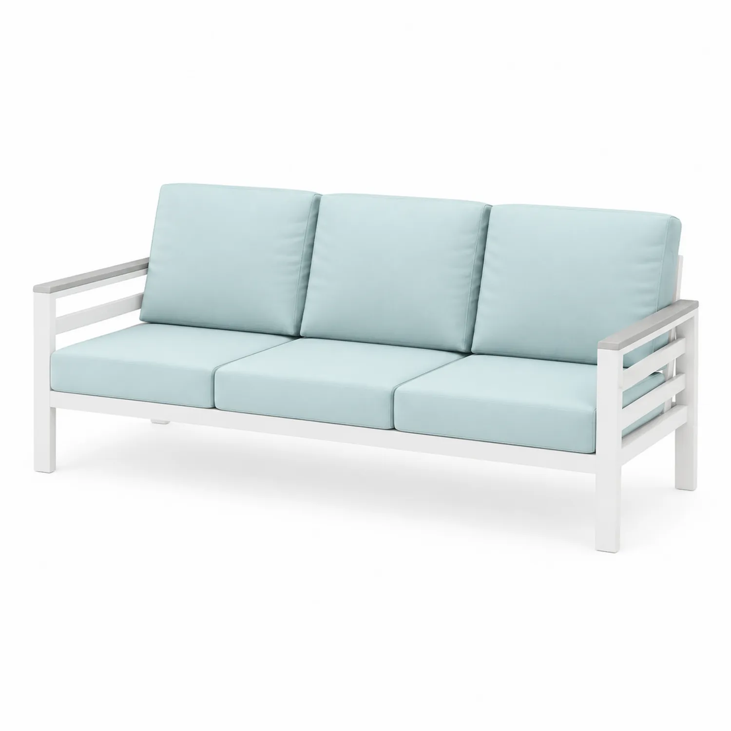 Sofá de Aluminio Blanco con Cojines Azul Claro-Cleavillaaeu