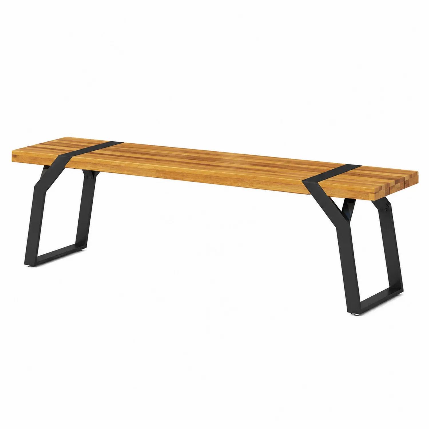 Banco de madera con patas de acero 180 cm-Cleavillaaeu