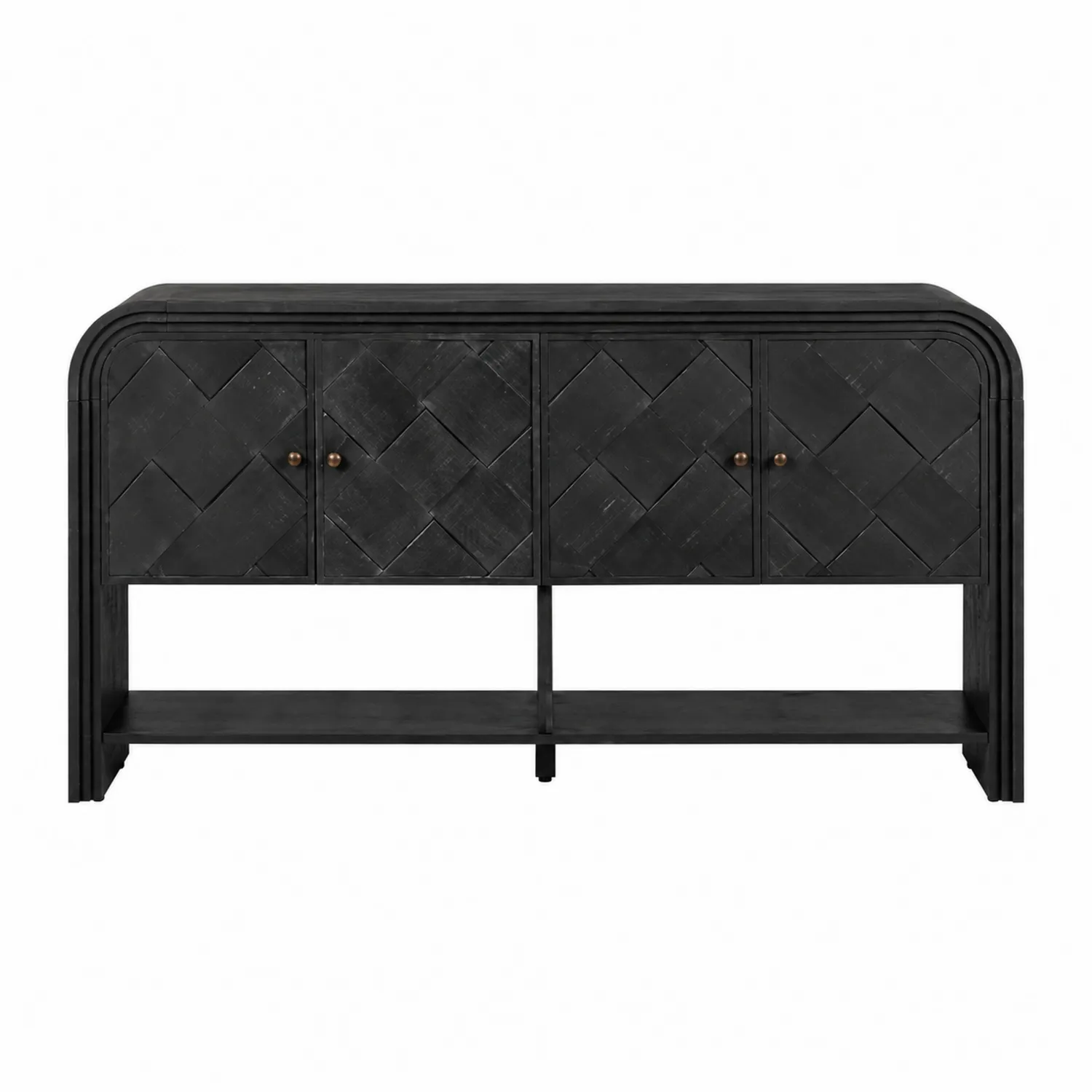 Aparador de Madera 4 Puertas Negro 180x40x85 cm-Cleavillaaeu