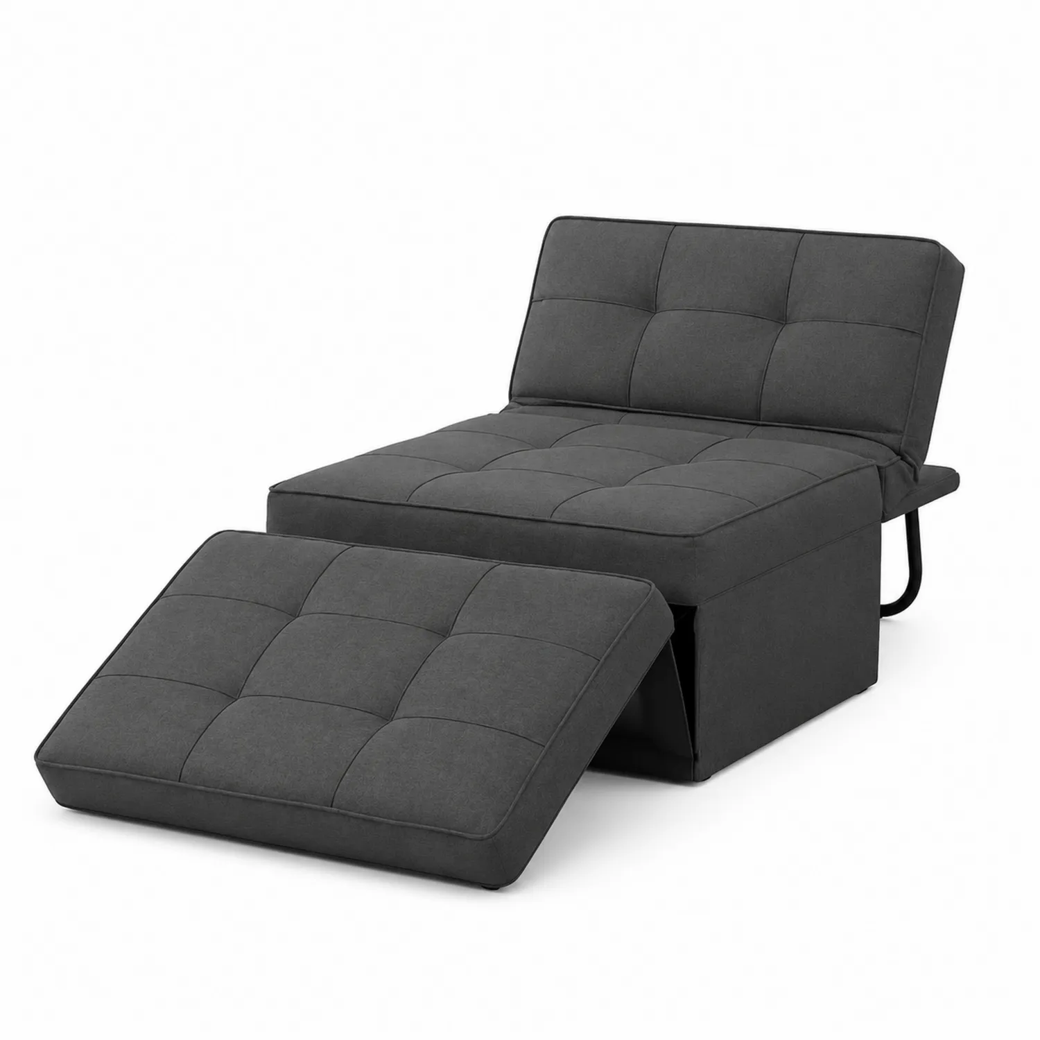 Sofá cama de tela gris oscuro con estructura de metal-Cleavillaaeu