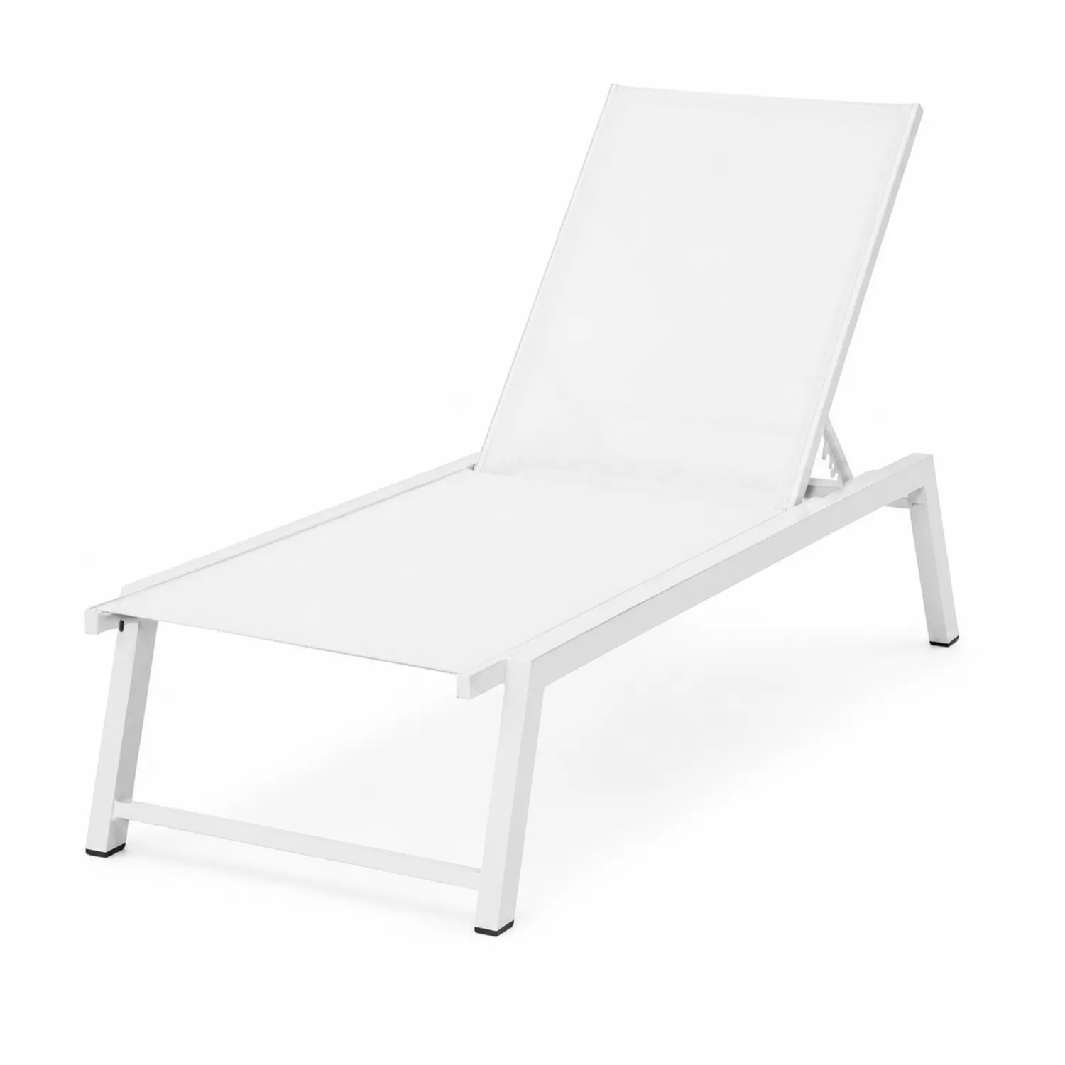 Tumbona de aluminio blanco con textilene ajustable para exterior-Cleavillaaeu
