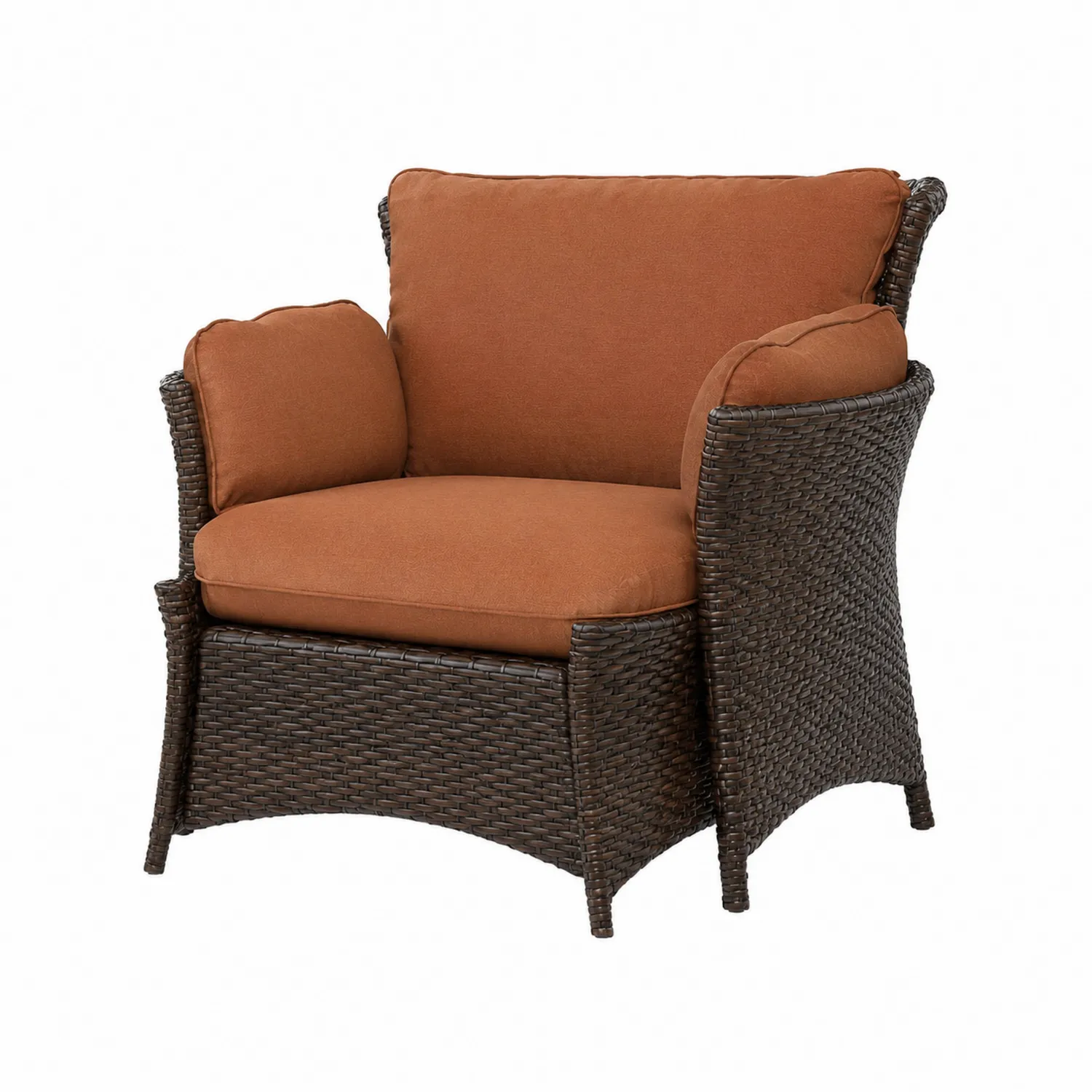 Sillón de Exterior de Ratán con Cojines Naranja-Cleavillaaeu