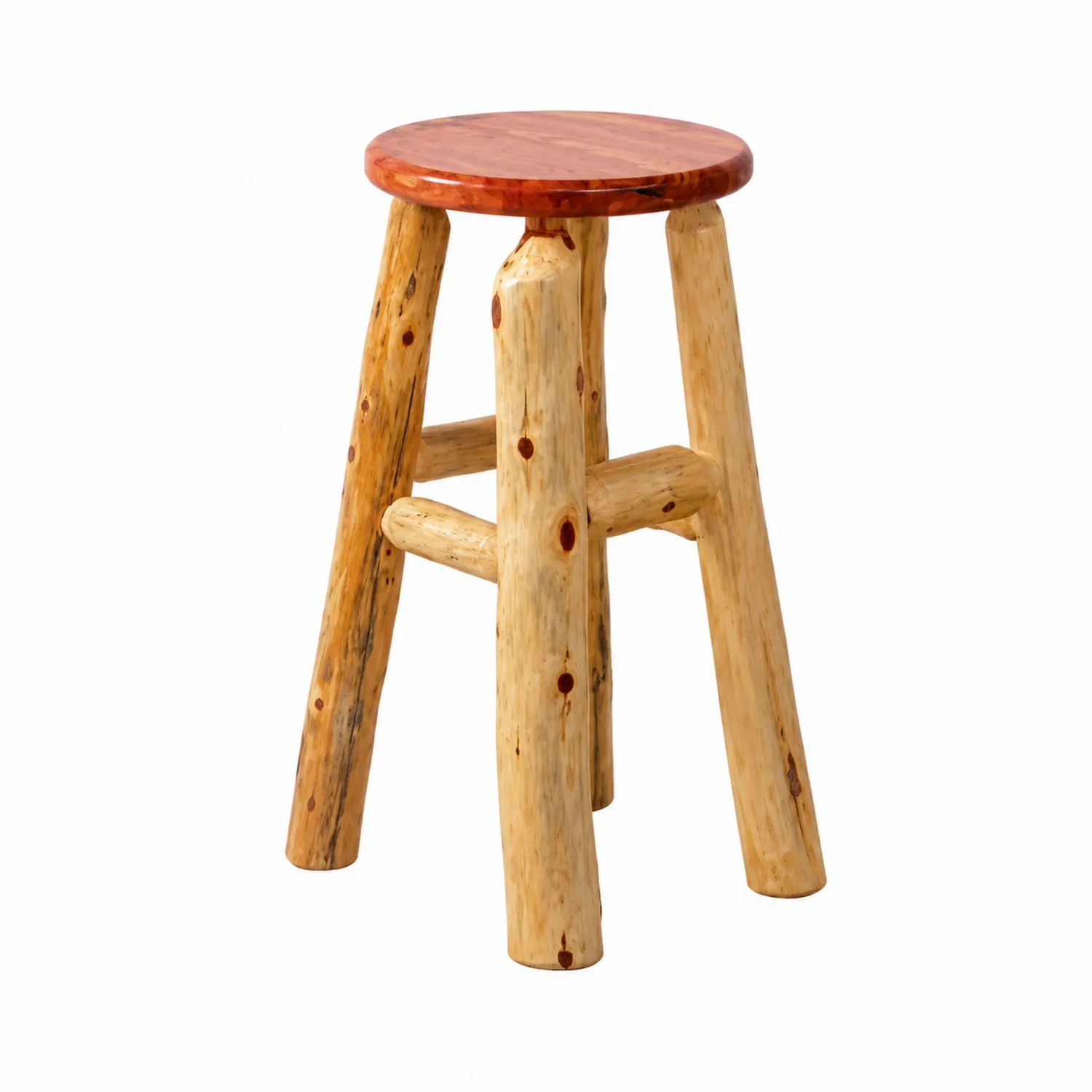 Taburete de Madera de Pino con Asiento Redondo 75cm-Cleavillaaeu