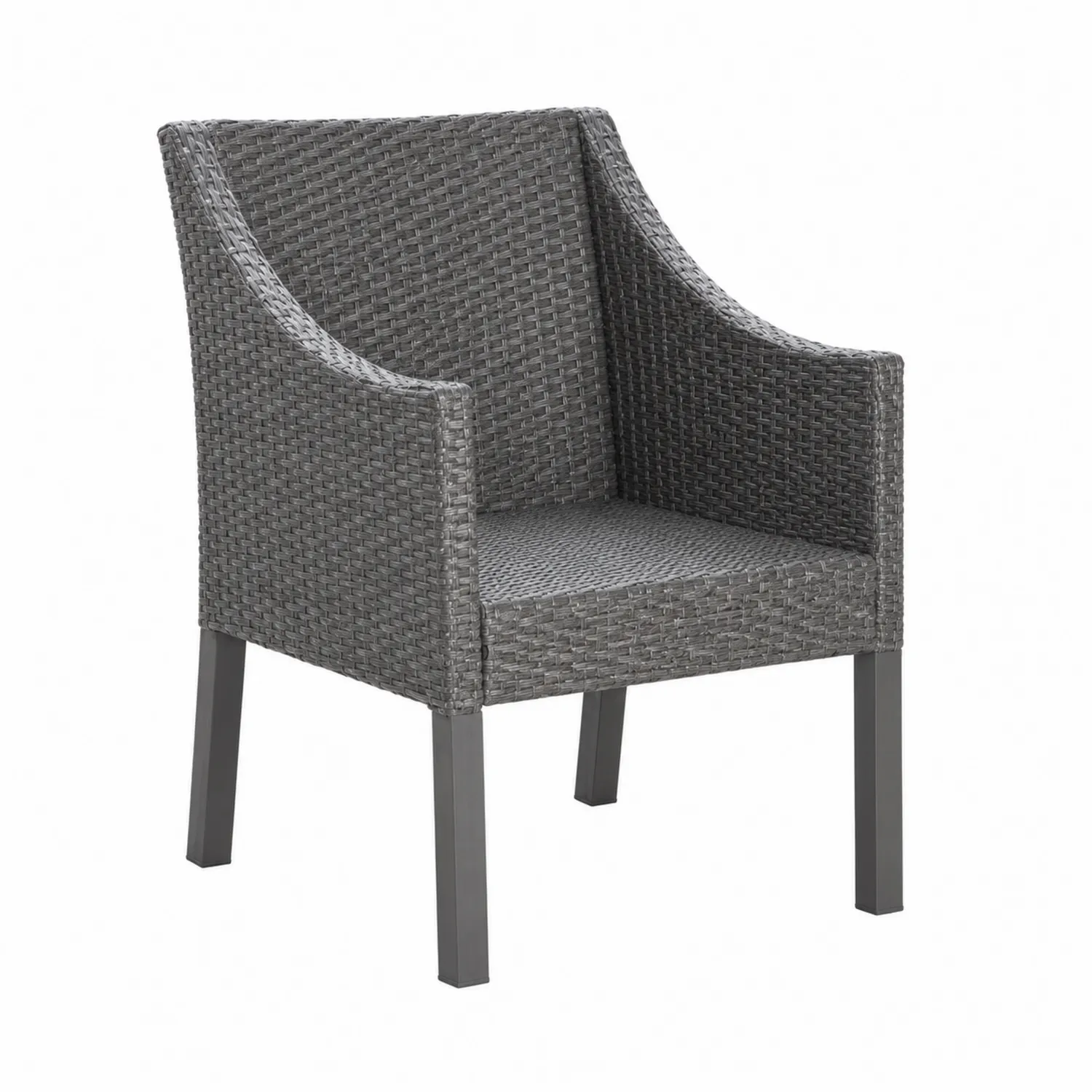 Silla de mimbre sintético gris con estructura metálica-Cleavillaaeu