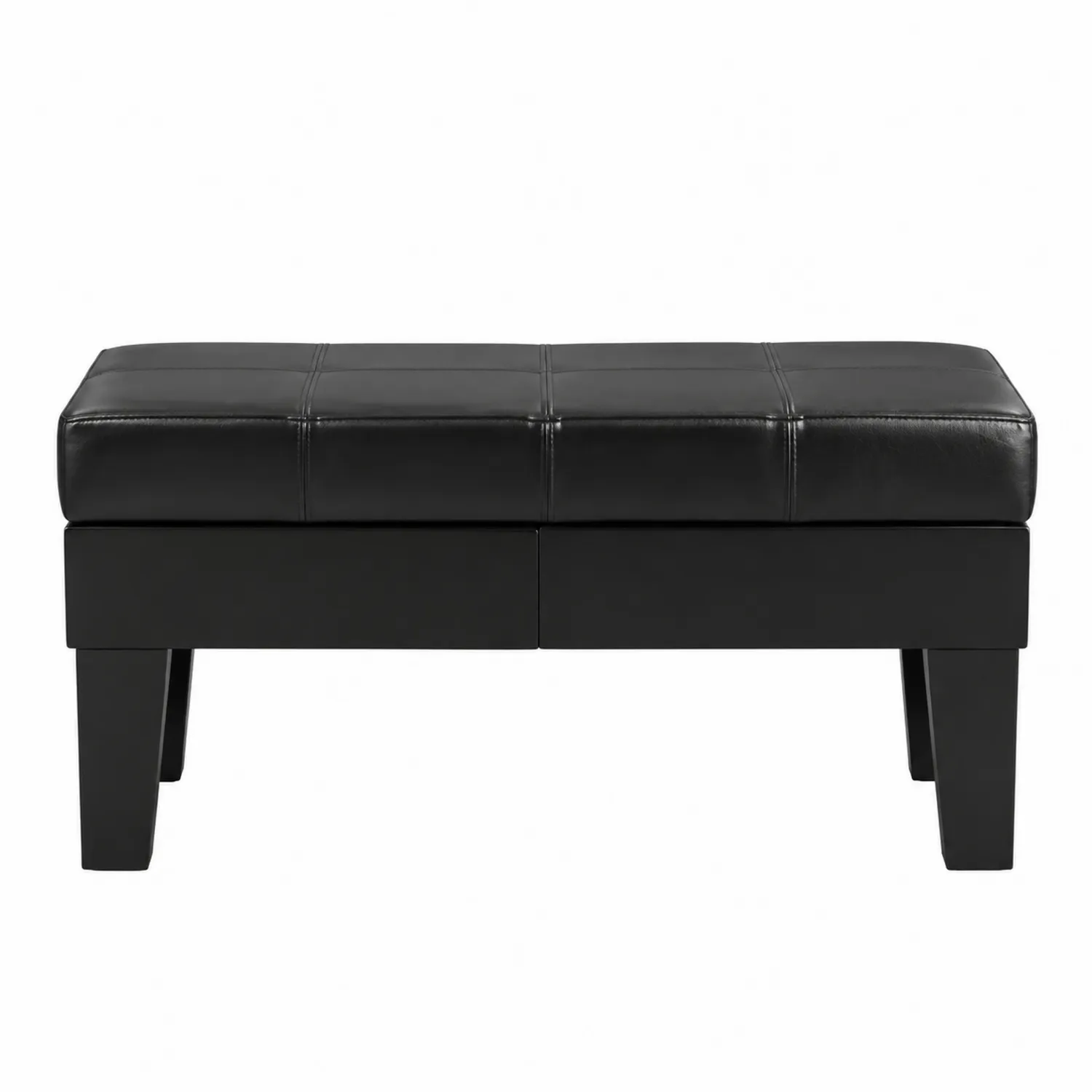 Banco rectangular de cuero sintético negro 90x40x45 cm-Cleavillaaeu