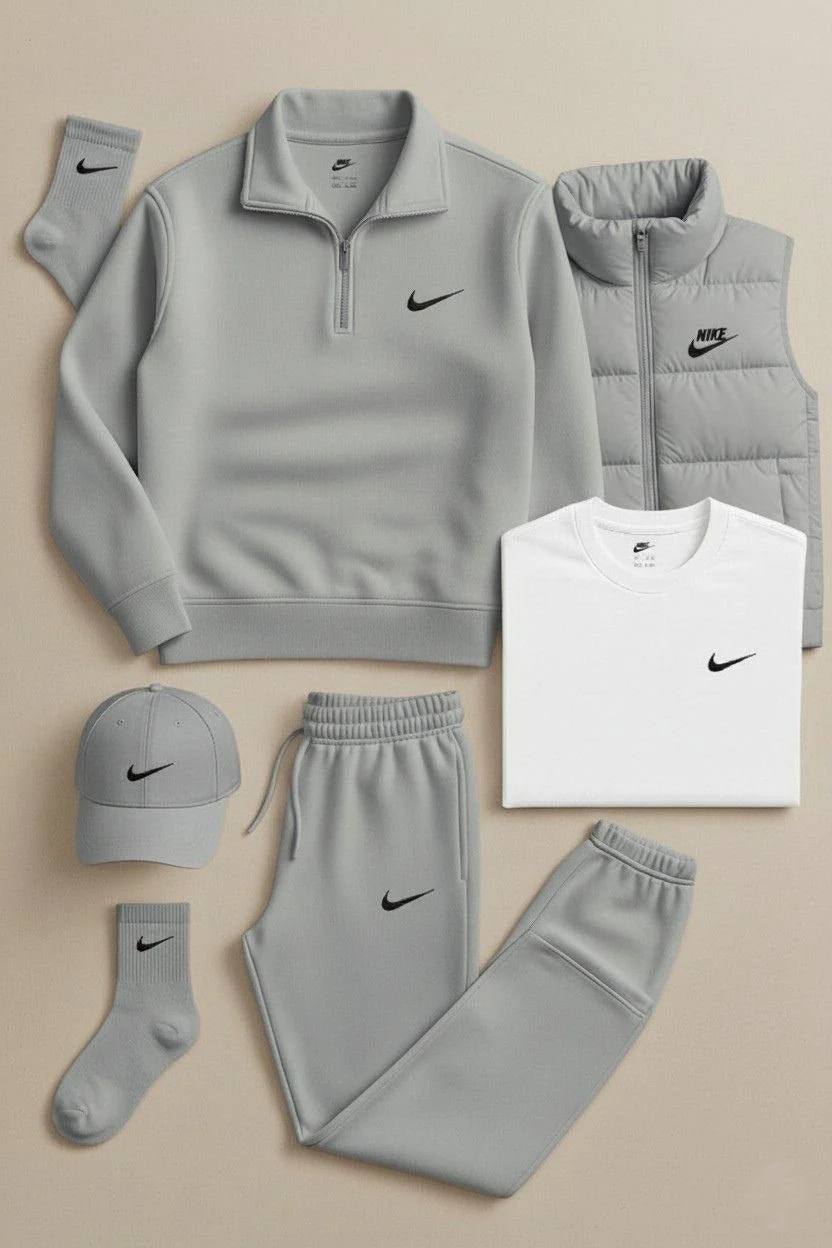 ™ Winter Set – Fleece Tracksuit + Logo T-Shirt + Winter Puffer Jacket