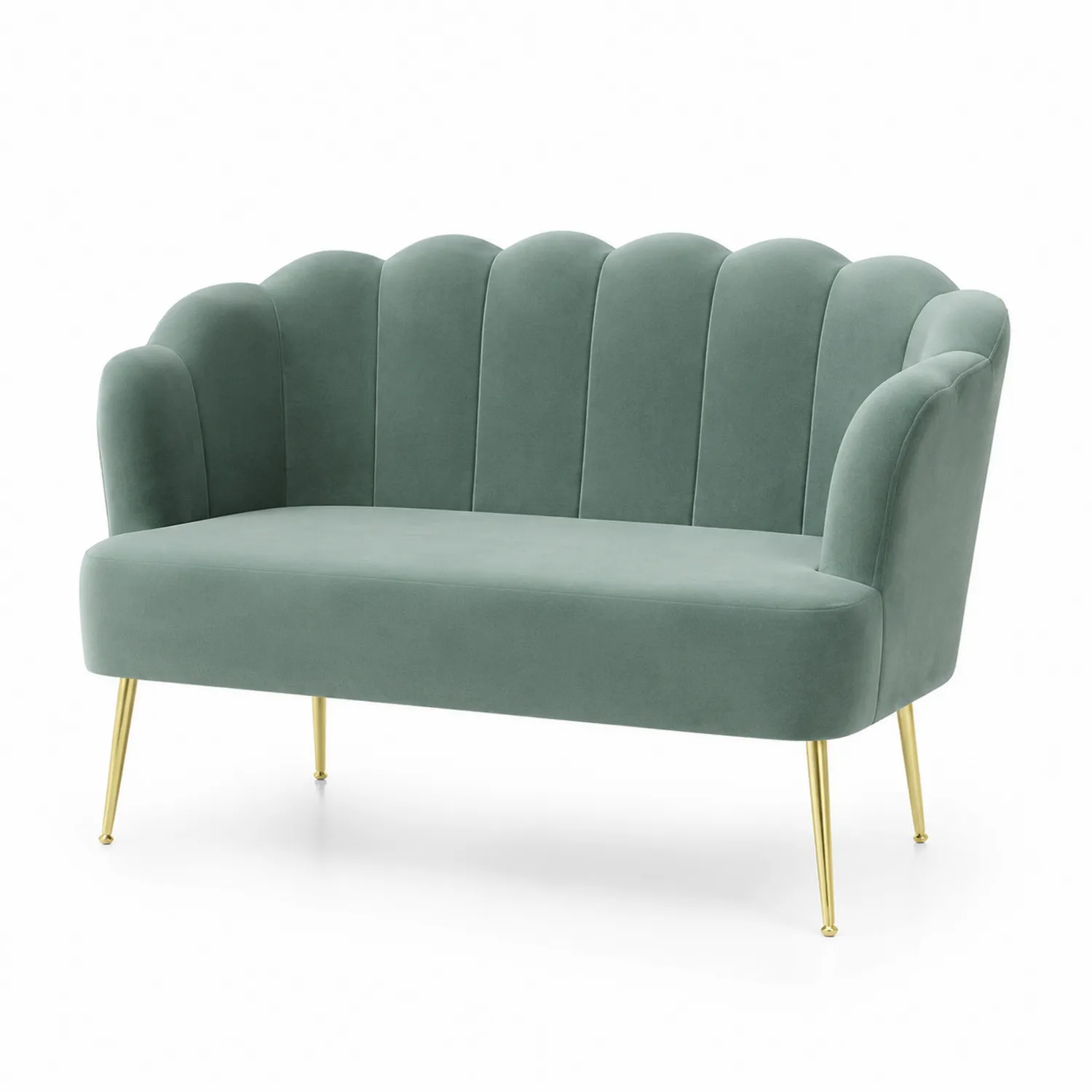 Sofá de Terciopelo Verde con Patas de Metal Doradas 140 cm-nestlumichic