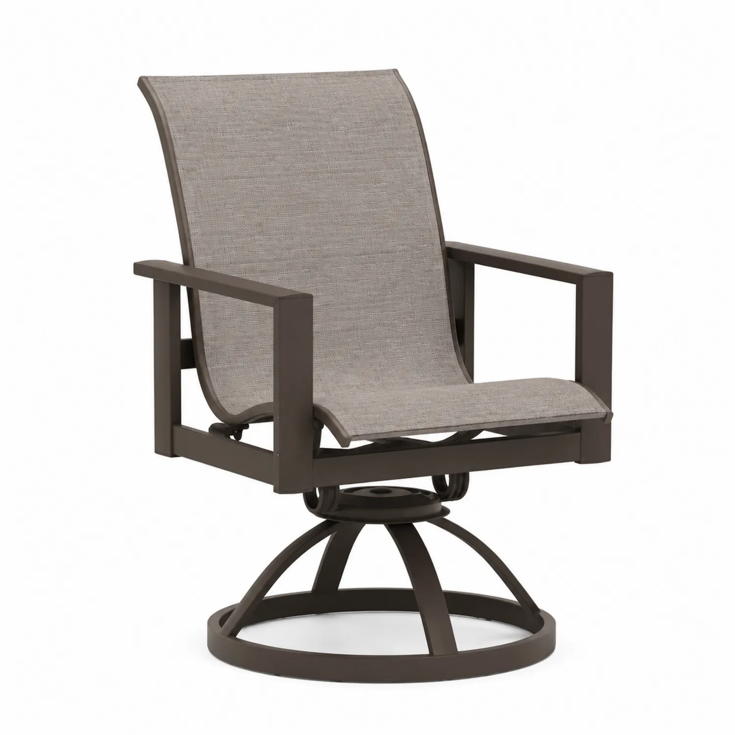 Sillón giratorio de aluminio y poliéster marrón y gris-nestlumichic