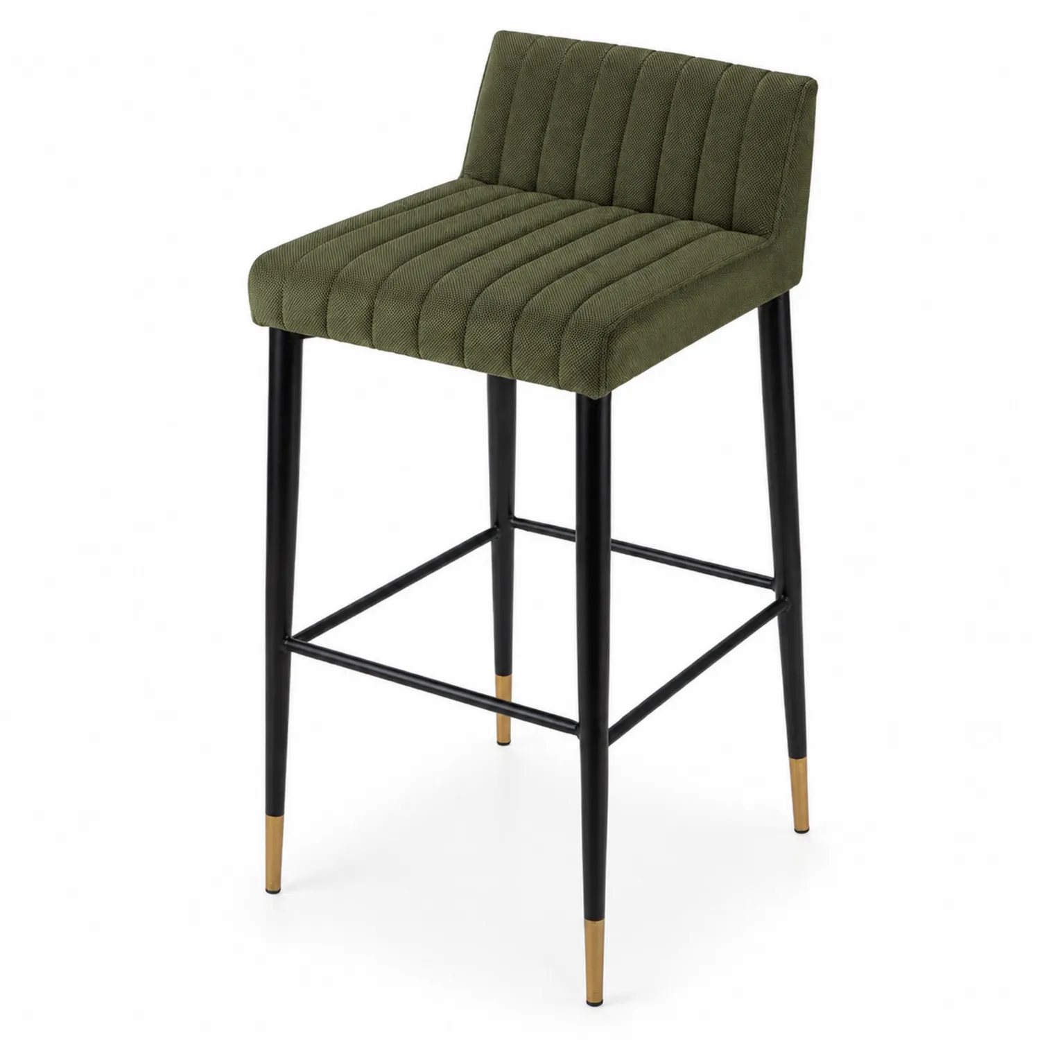 Taburete de bar de tela verde y metal negro-nestlumichic