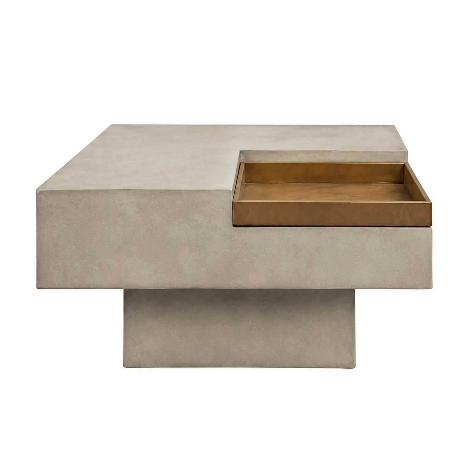 Mesa de centro de cemento con bandeja de latón 100x100x40 cm-nestlumichic