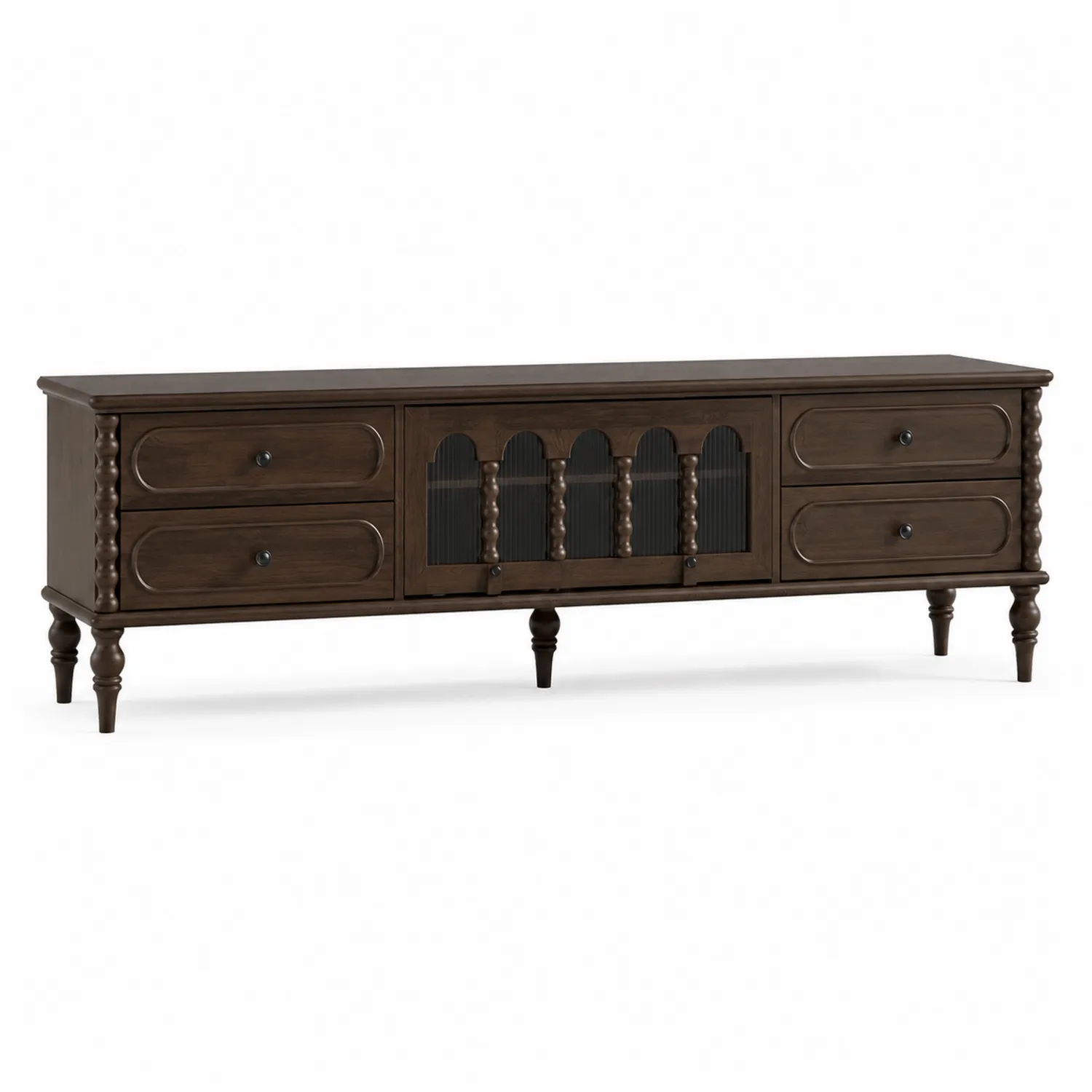 Mueble de TV de Madera Marrón Oscuro con Vidrio Templado-nestlumichic