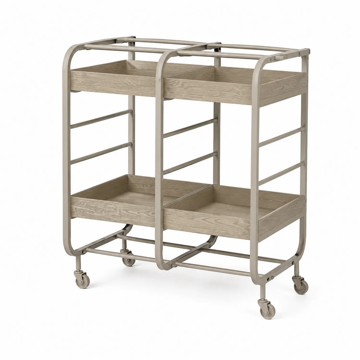 Carrito de bar de Madera Contrachapada y Acero Inoxidable con Ruedas, Beige-nestlumichic