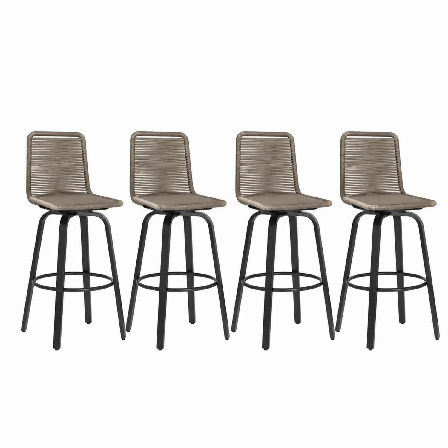 Conjunto de 4 Taburetes de Metal con Respaldo de Poliéster-nestlumichic