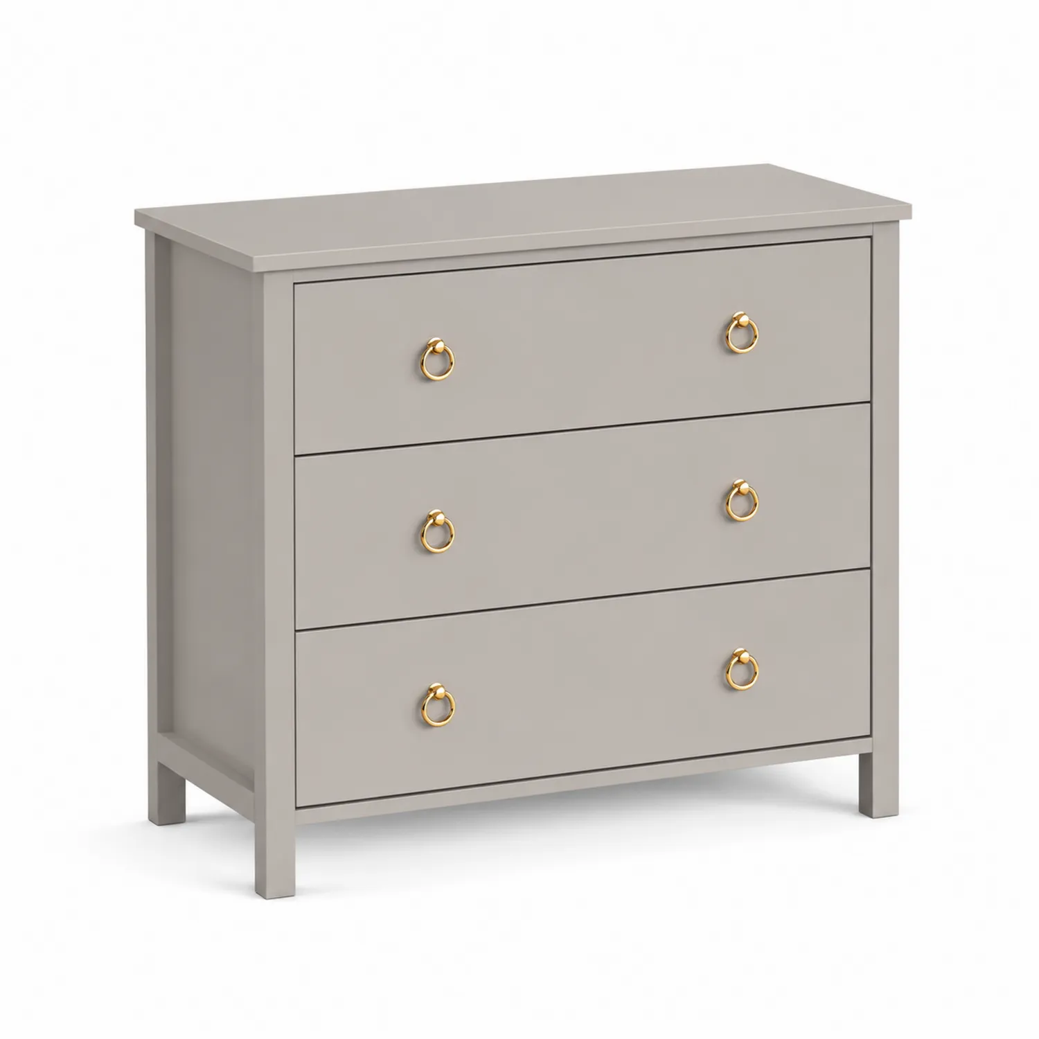 Cómoda de Madera con Tres Cajones y Tiradores de Metal Gris-nestlumichic