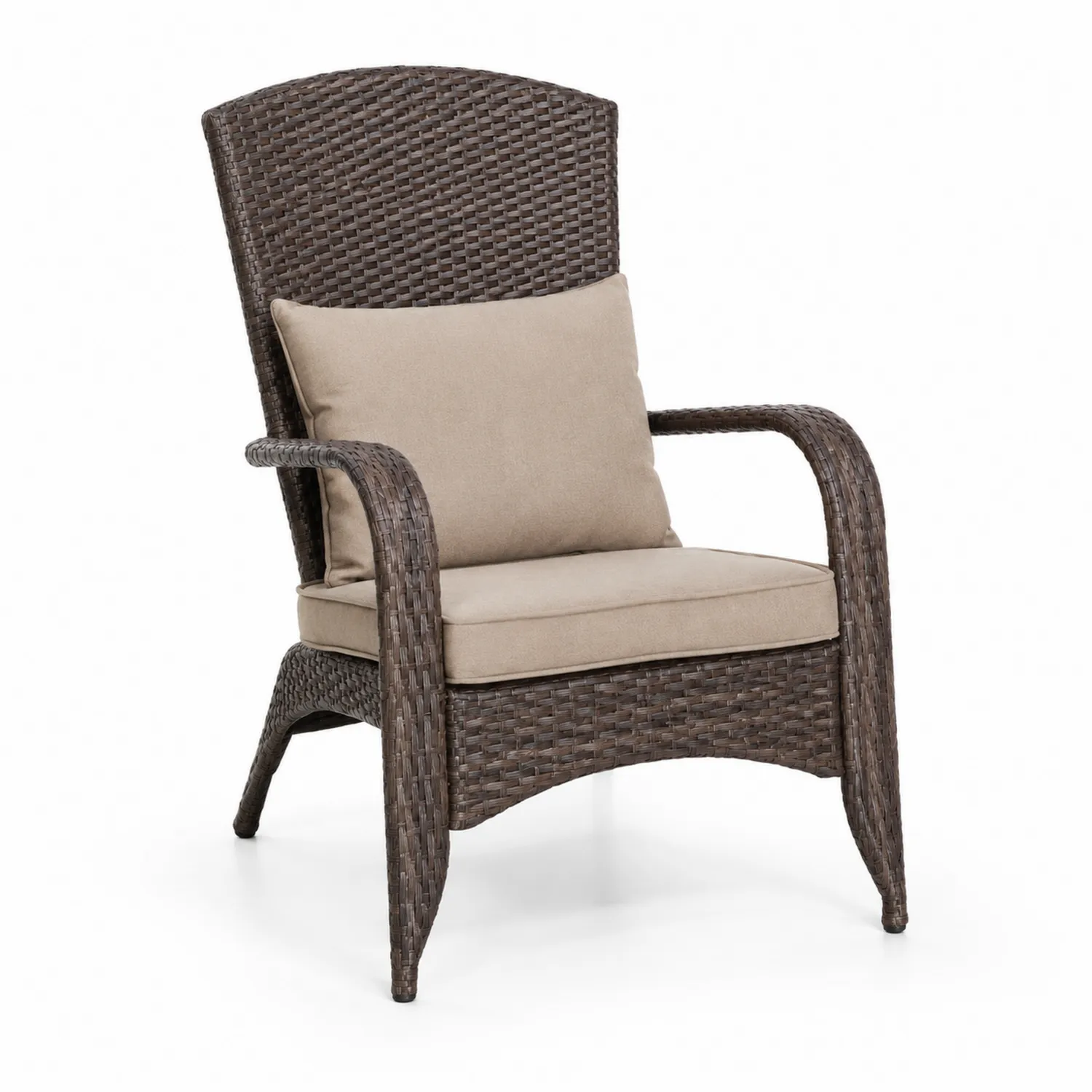 Sillón de Ratán Sintético Marrón con Cojines Beige-nestlumichic