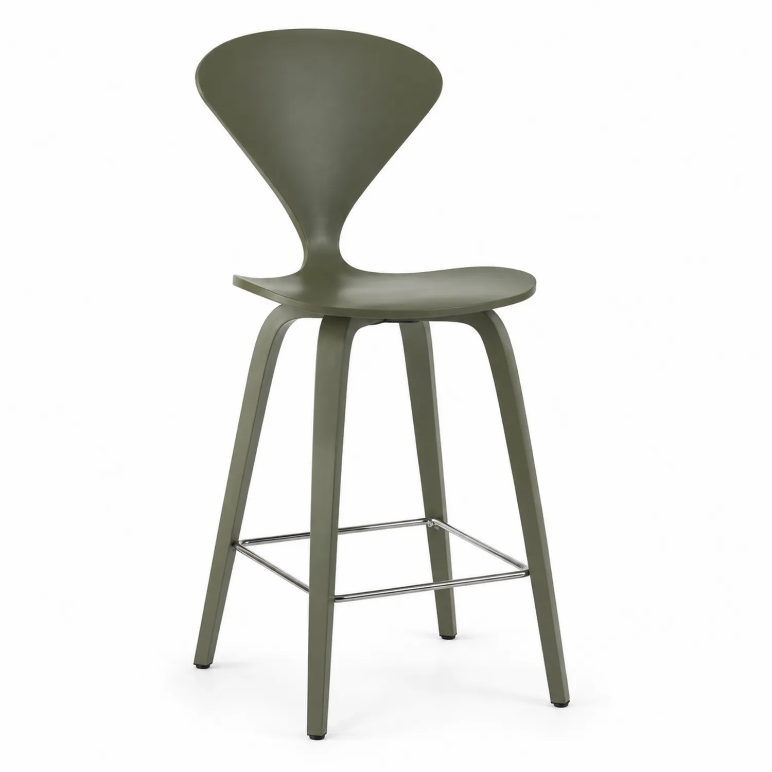 Taburete de Polipropileno Verde Oliva con Reposapiés de Metal-nestlumichic