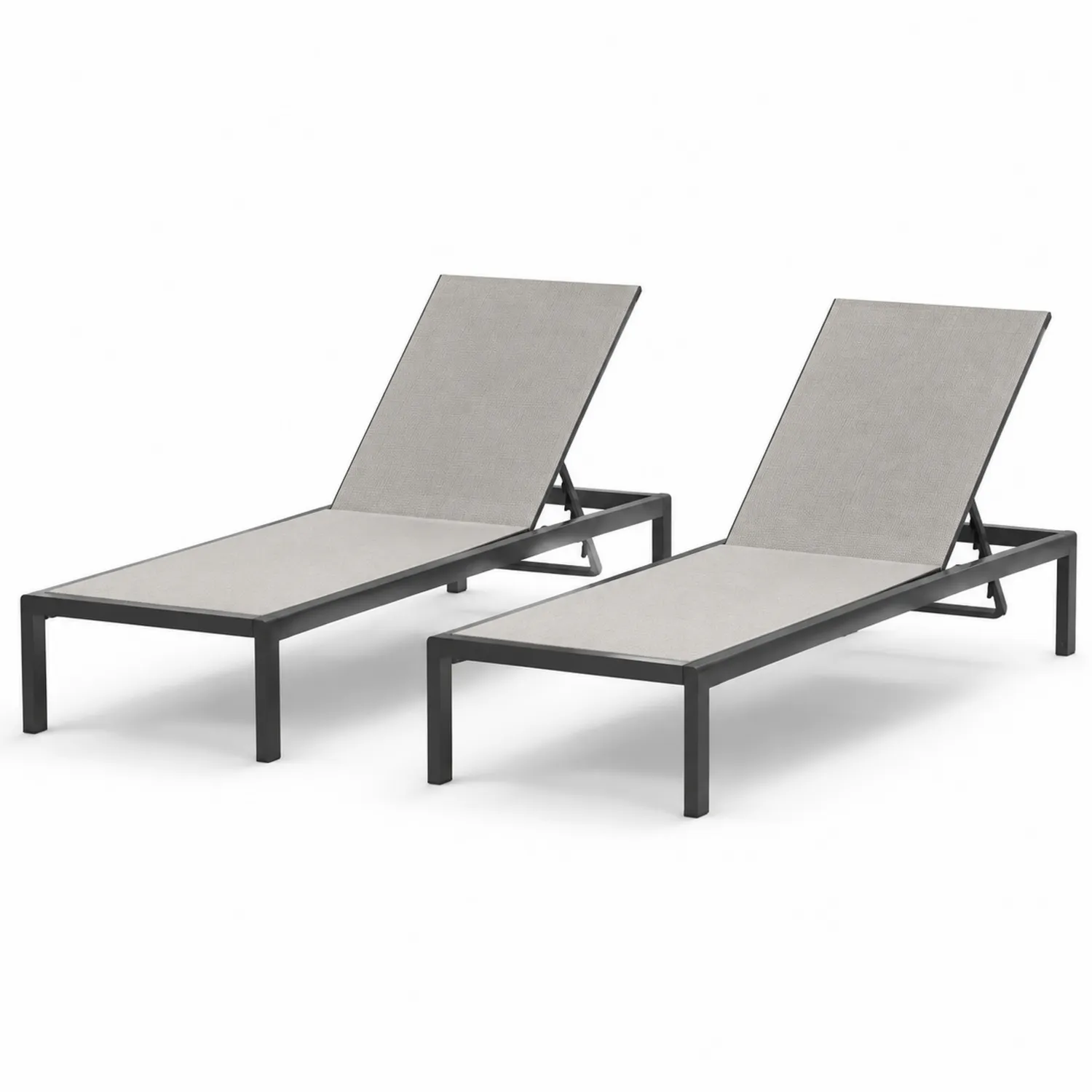 Set de 2 tumbonas de aluminio y textileno Gris-nestlumichic