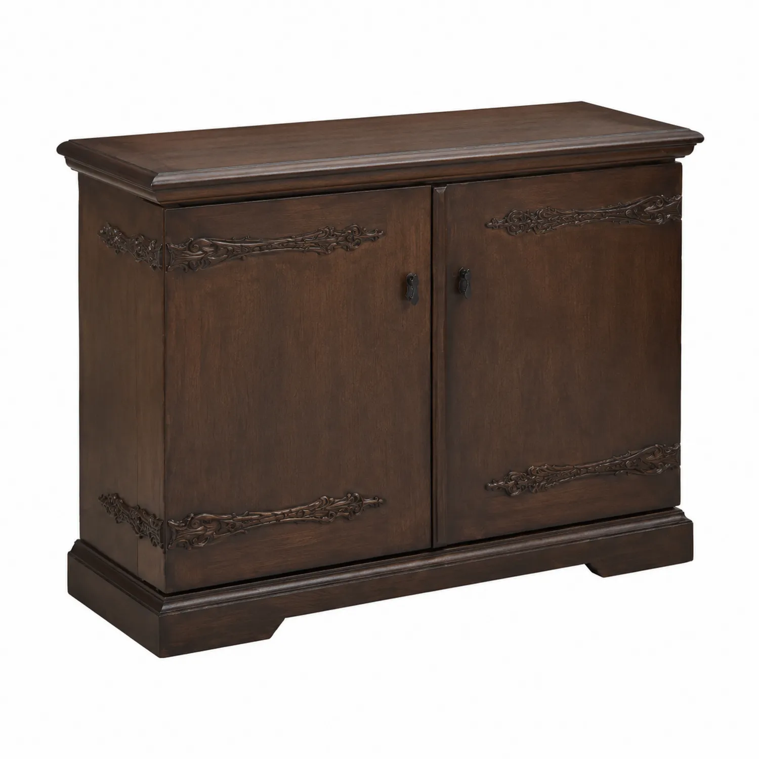 Armario de Madera de Roble con Decoración Tallada Marrón 90x40x75 cm-nestlumichic