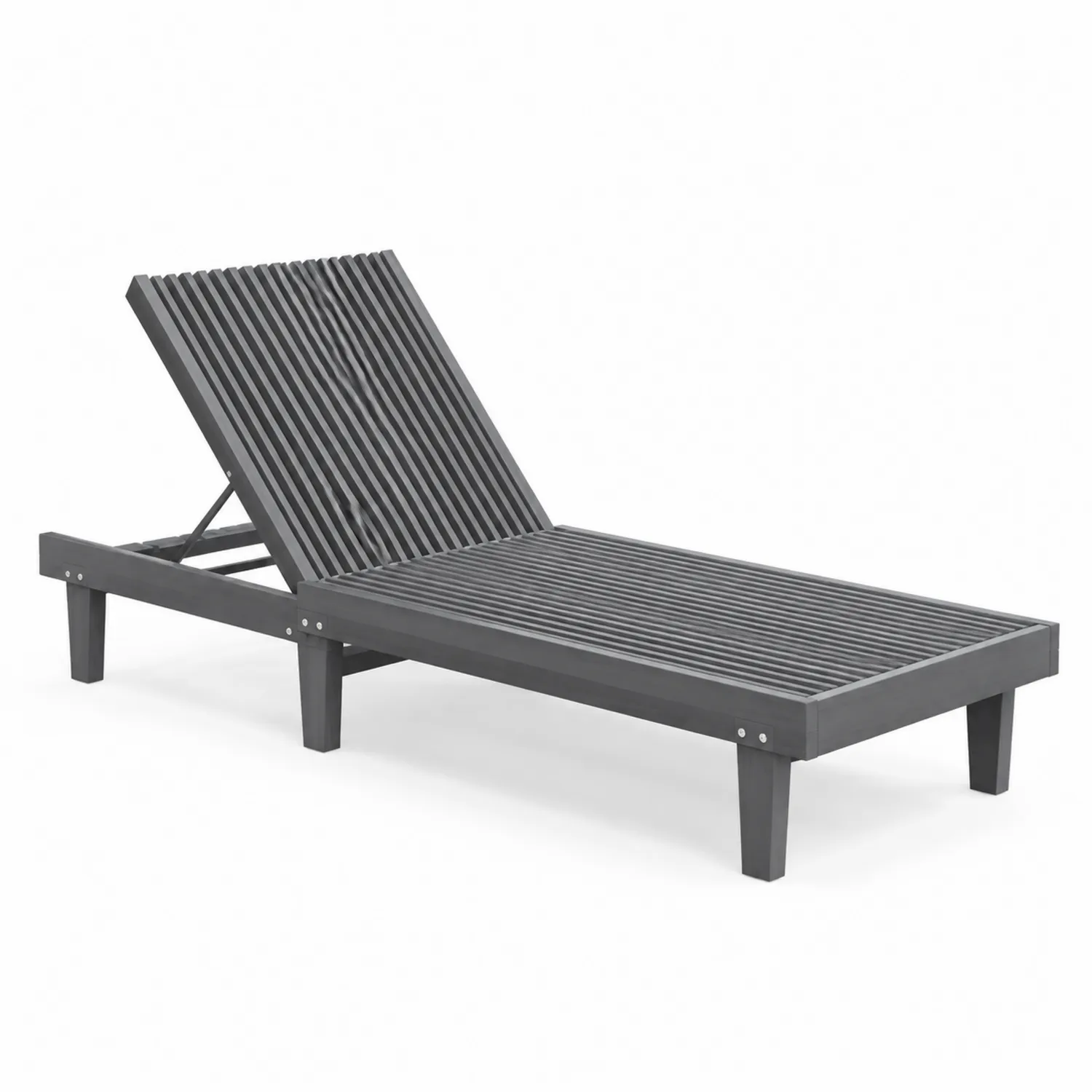 Tumbona de Madera Maciza Gris Antracita 200x70x30 cm-nestlumichic