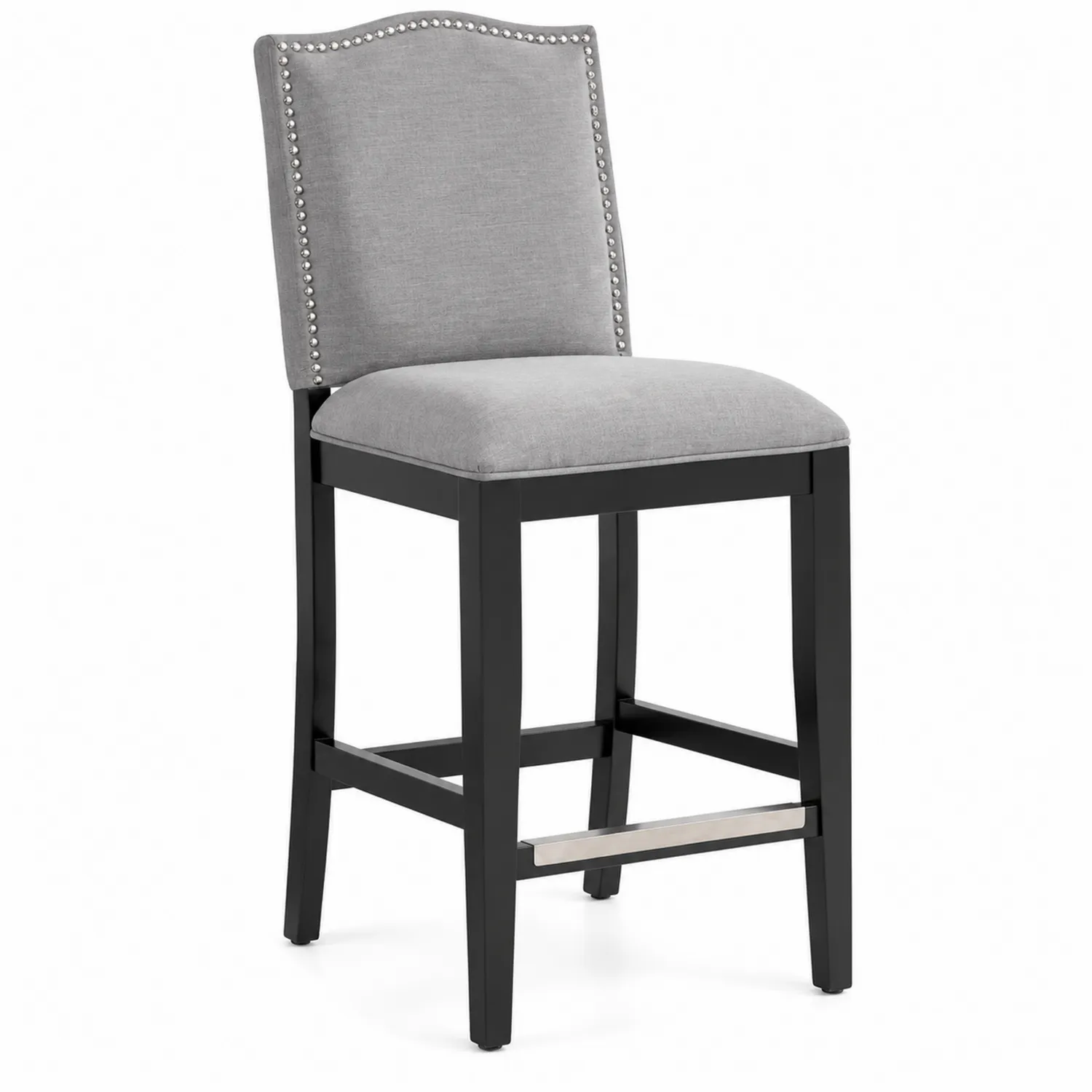 Taburete de Madera Negra y Tapizado de Poliéster Gris-nestlumichic