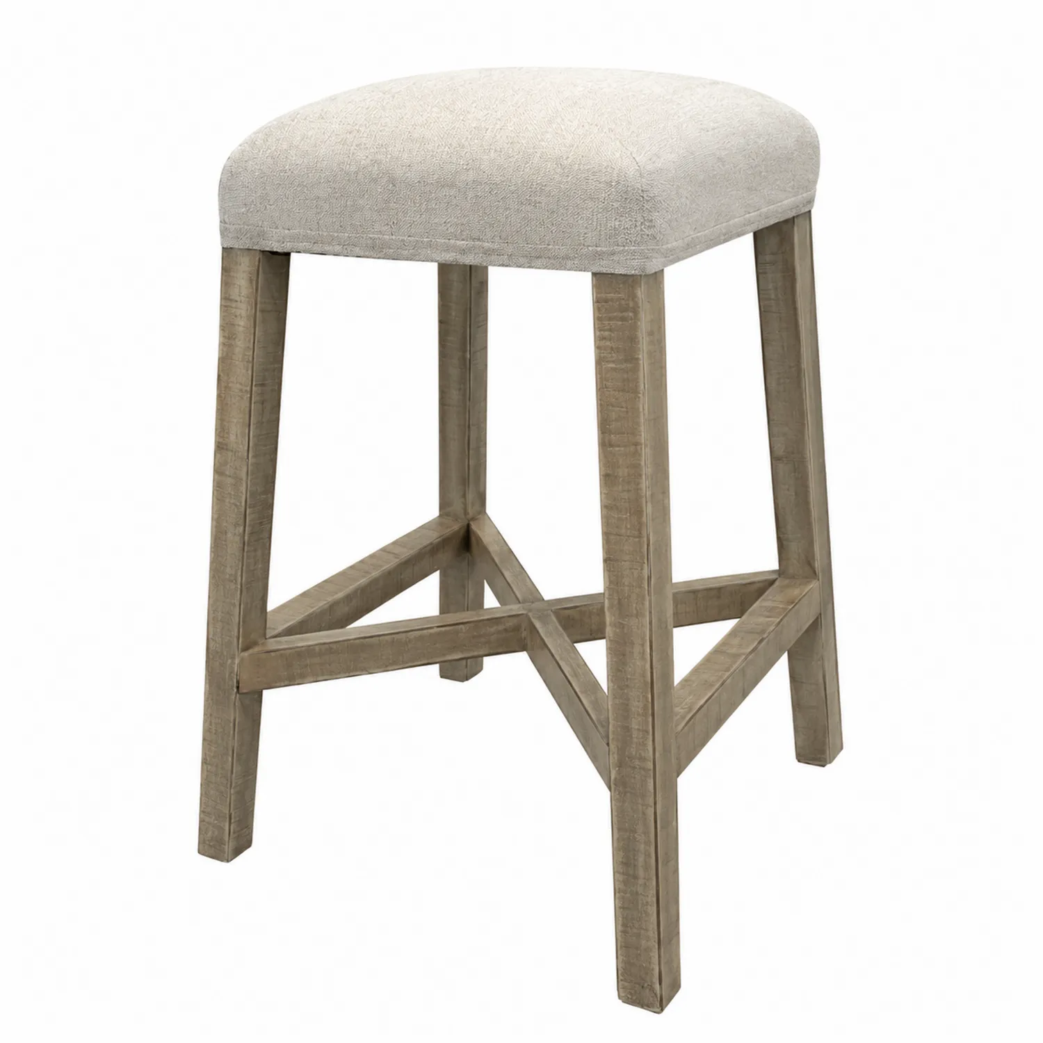Taburete de madera y lino beige 68 cm-nestlumichic