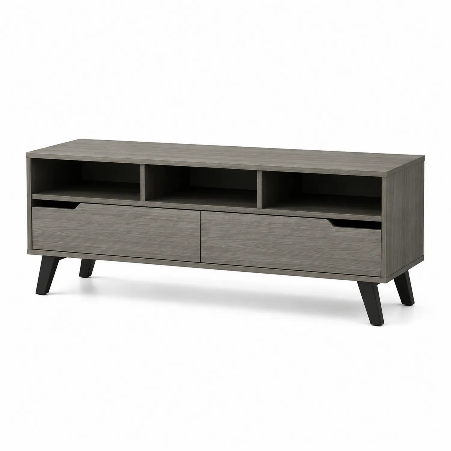 Mueble para TV de Madera Gris con Estantes y Cajones 120x40x50cm-nestlumichic