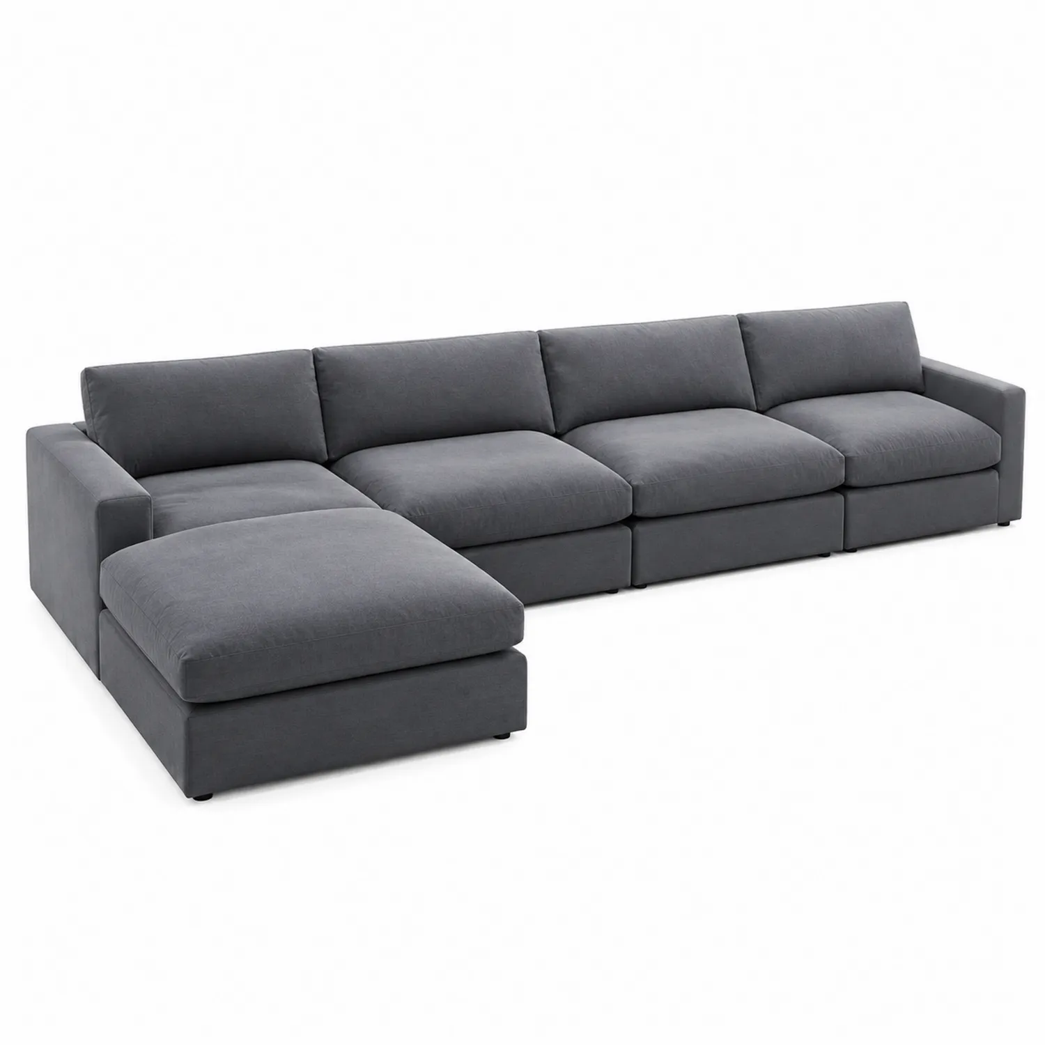 Sofá Seccional en Forma de L de Algodón Gris 5 Plazas 300 cm-nestlumichic